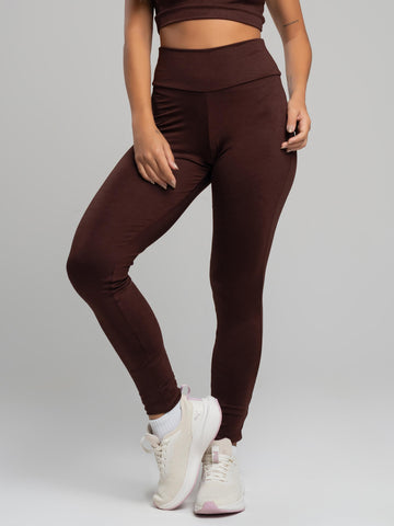 Calça Legging Cintura Alta Suplex Marrom - Vicbela