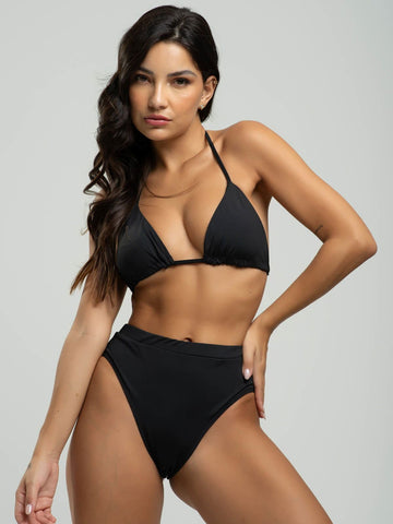 Biquíni Cortininha Hot Pants Liso Preto - Vicbela