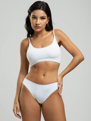 Biquíni Faixa Calcinha Comum Liso Branco - Vicbela