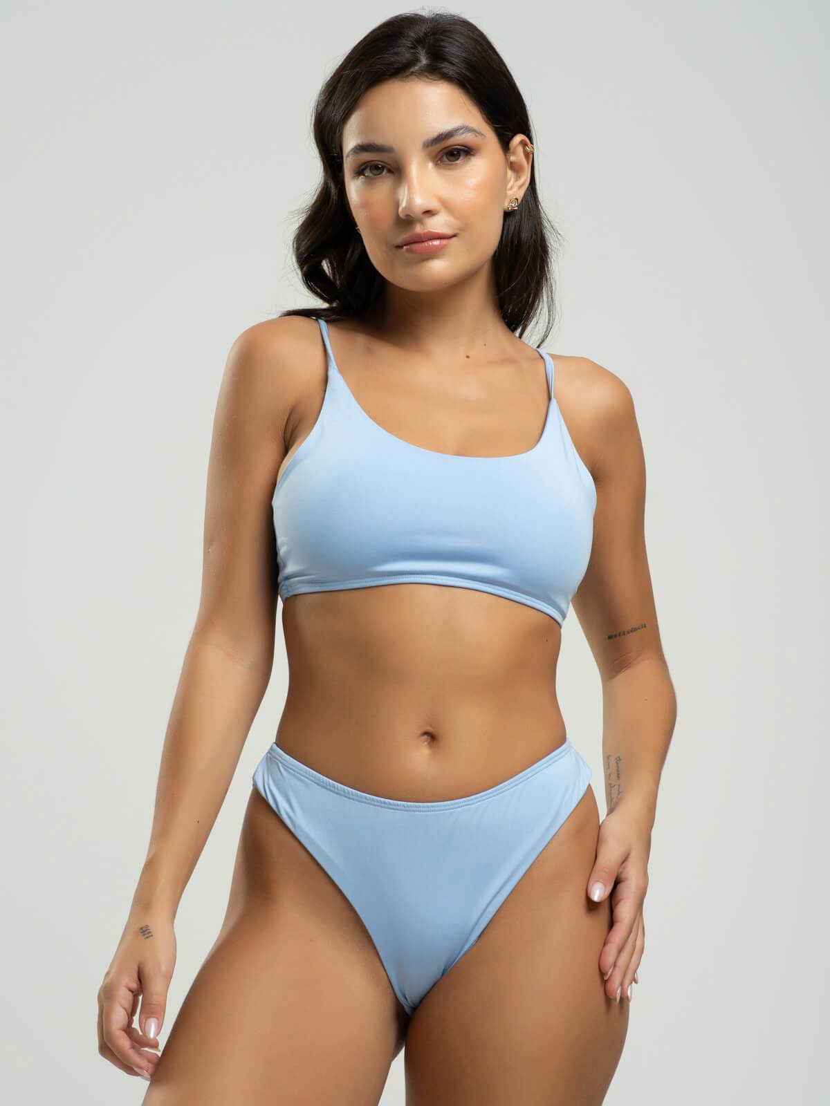 Biquíni Faixa Calcinha Fio Duplo Liso Azul Serenity - Vicbela