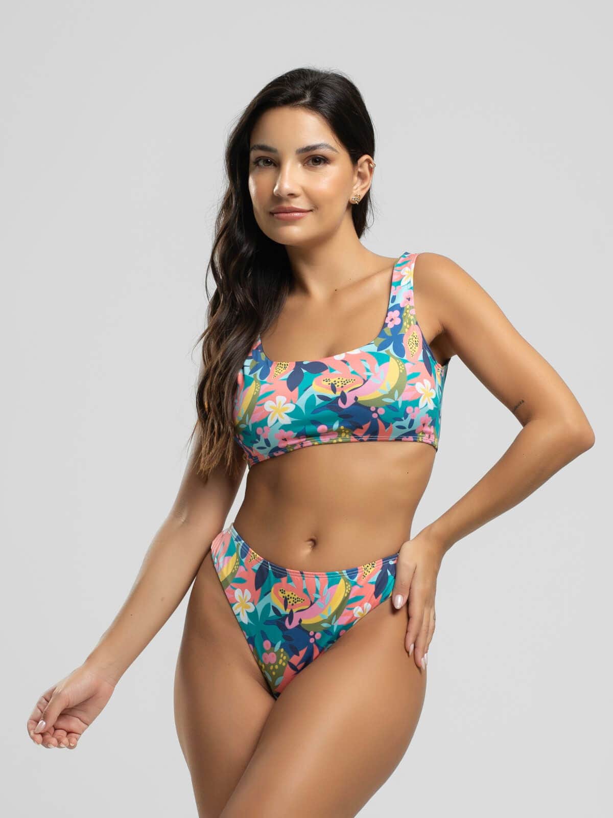 Biquini Regata Fio Duplo Estampado Flor - Vicbela