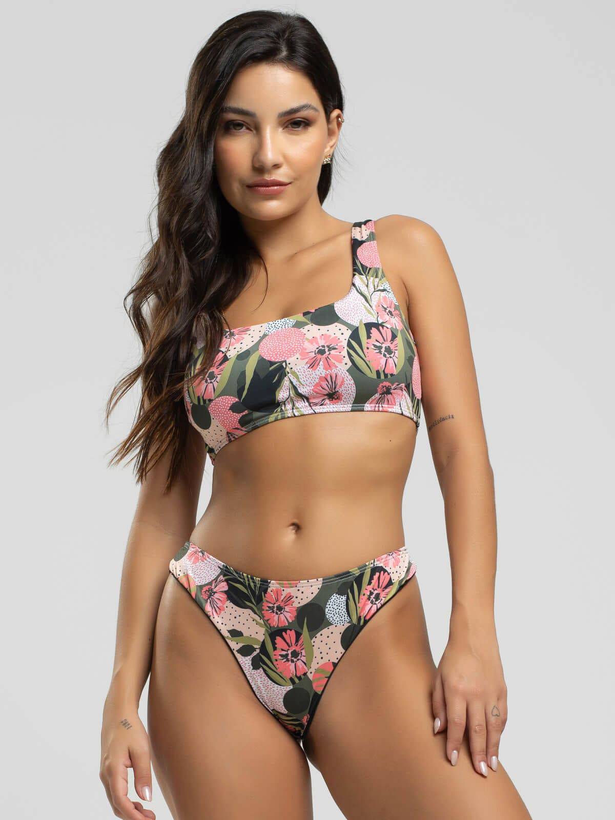 Biquini Regata Fio Duplo Estampado Rosa - Vicbela