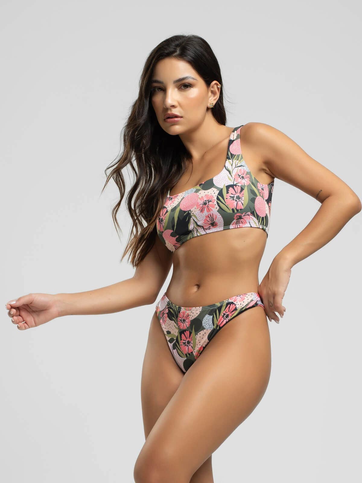 Biquini Regata Fio Duplo Estampado Rosa - Vicbela
