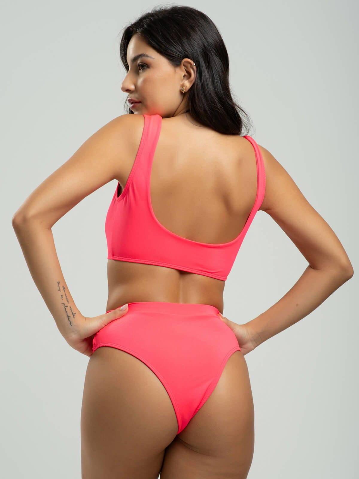 Biquini Regata Hot Pants Liso Rosa - Vicbela