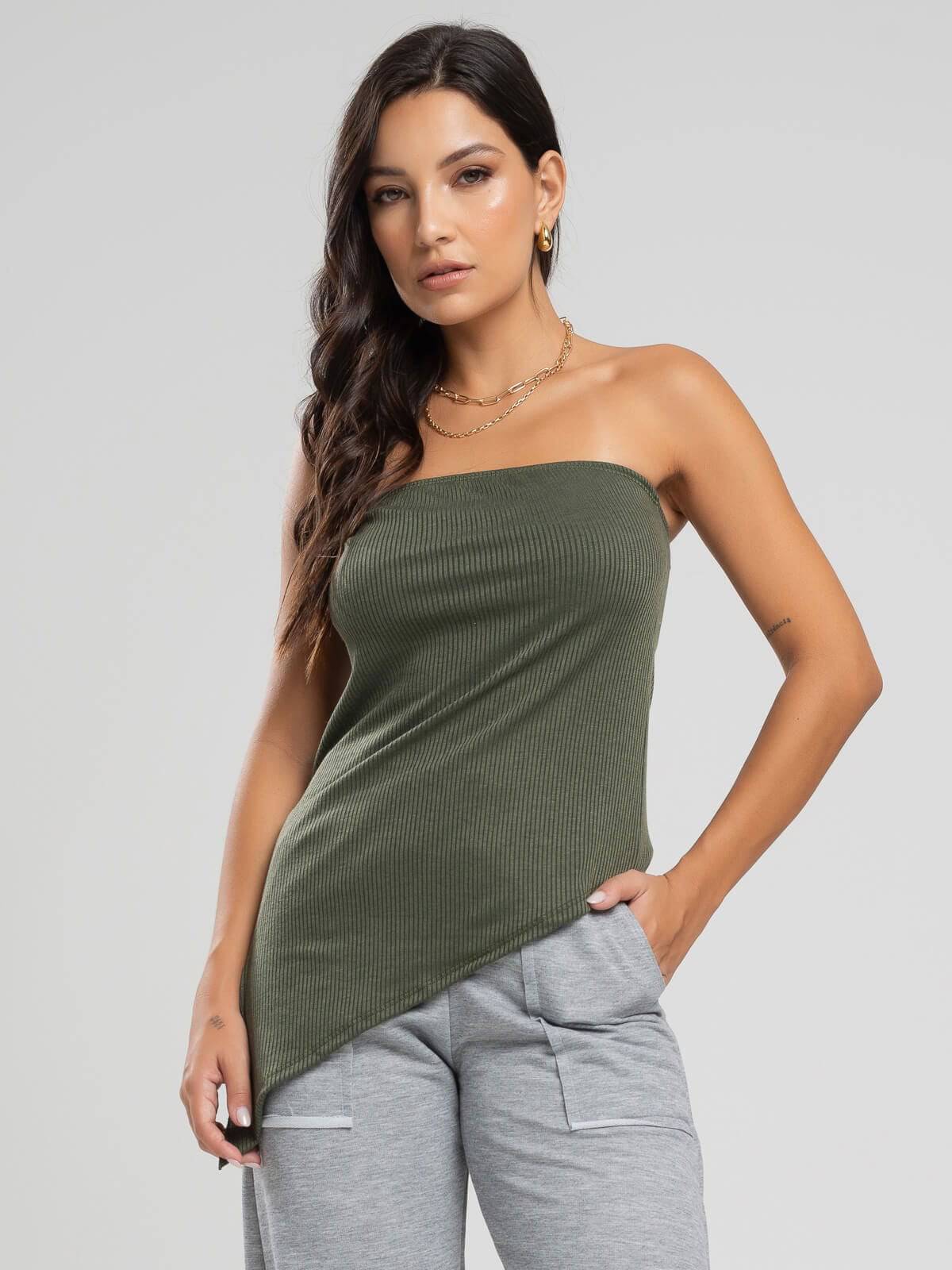 Blusa Assimétrica Tomara que Caia Verde - Vicbela