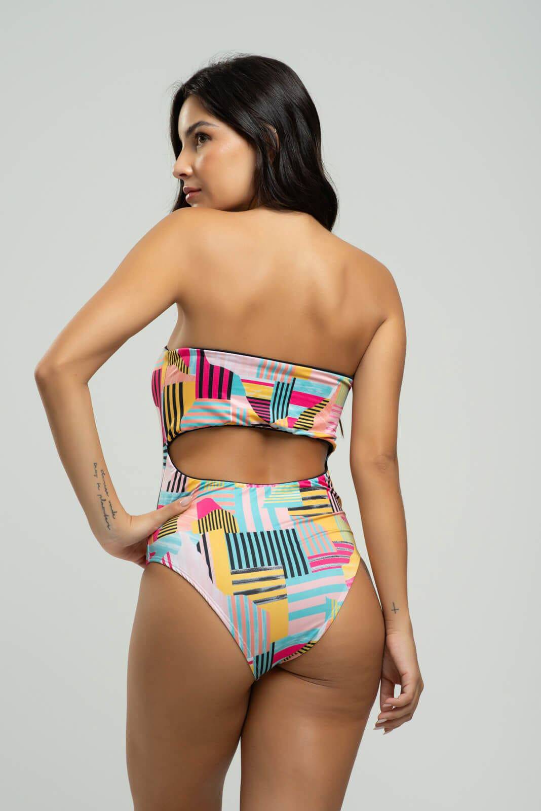 Body Maiô Tomara Que Caia Estampado Amarelo - Vicbela