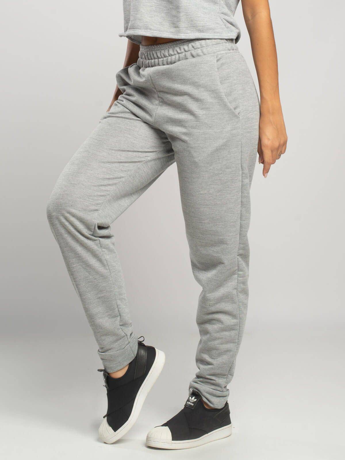 Calça Jogger Moletinho Cintura Média Cinza - Vicbela