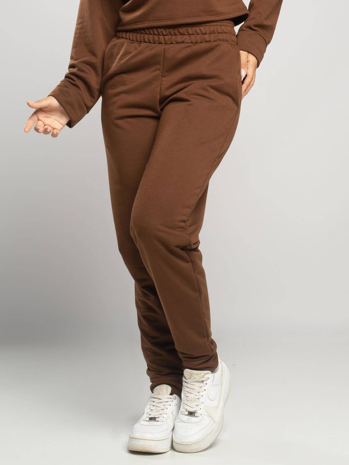 Calça Jogger Moletinho Cintura Média Marrom - Vicbela