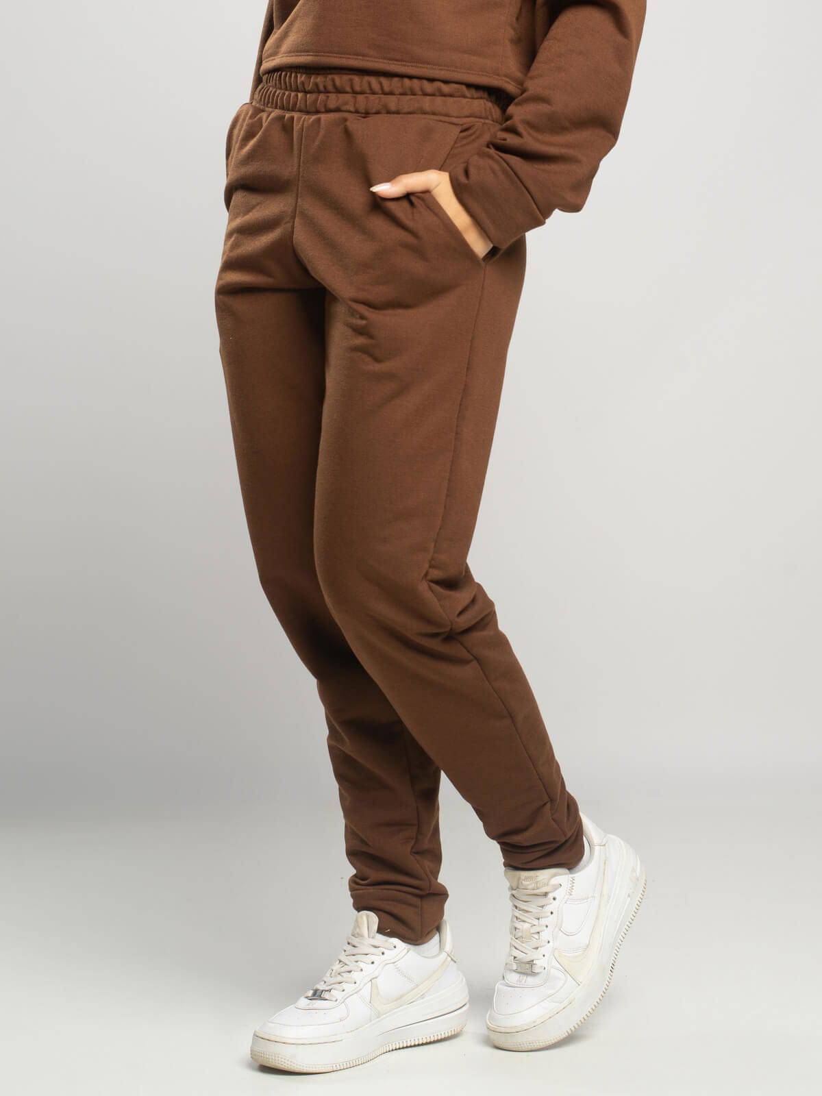 Calça Jogger Moletinho Cintura Média Marrom - Vicbela