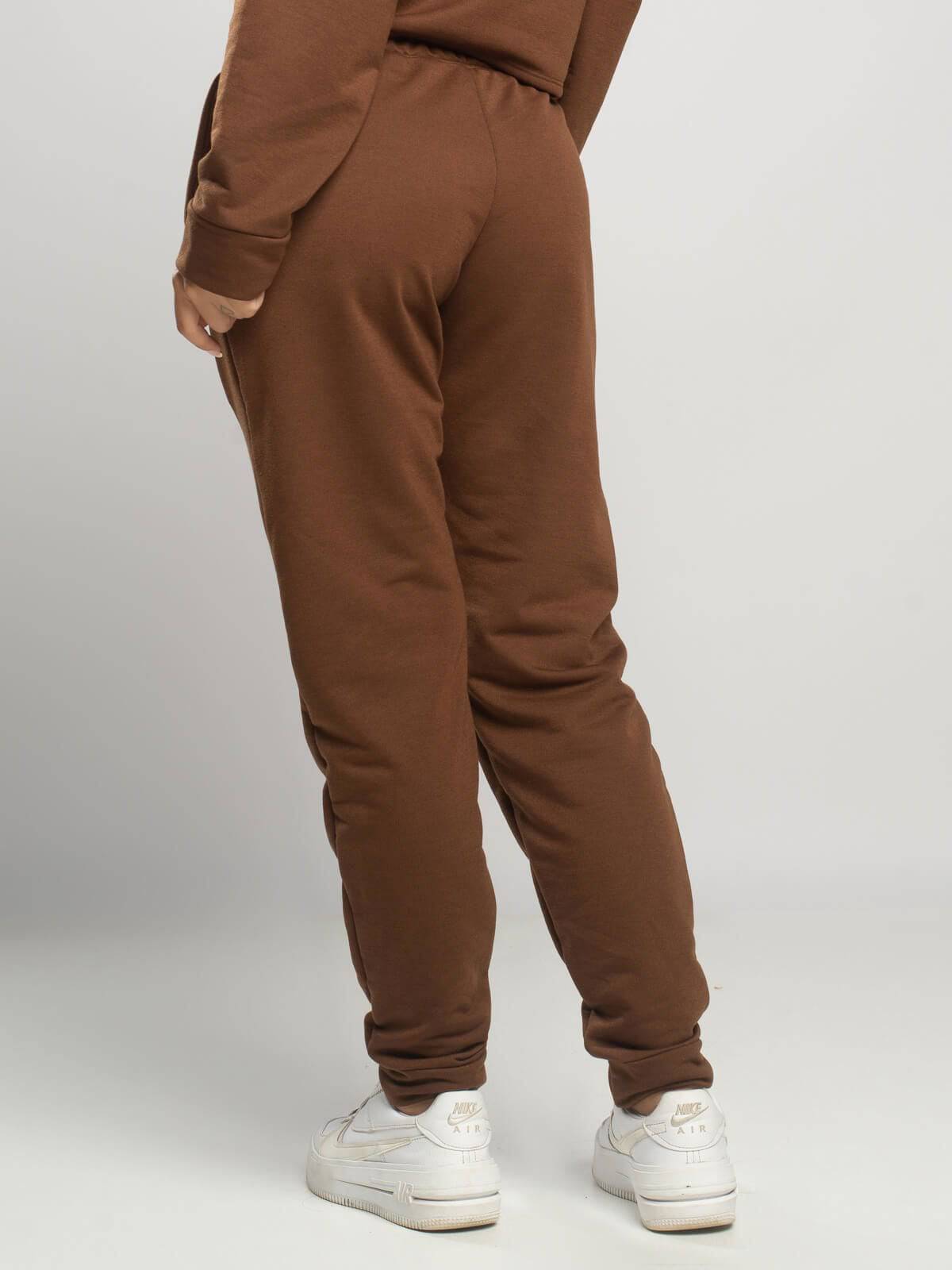 Calça Jogger Moletinho Cintura Média Marrom - Vicbela