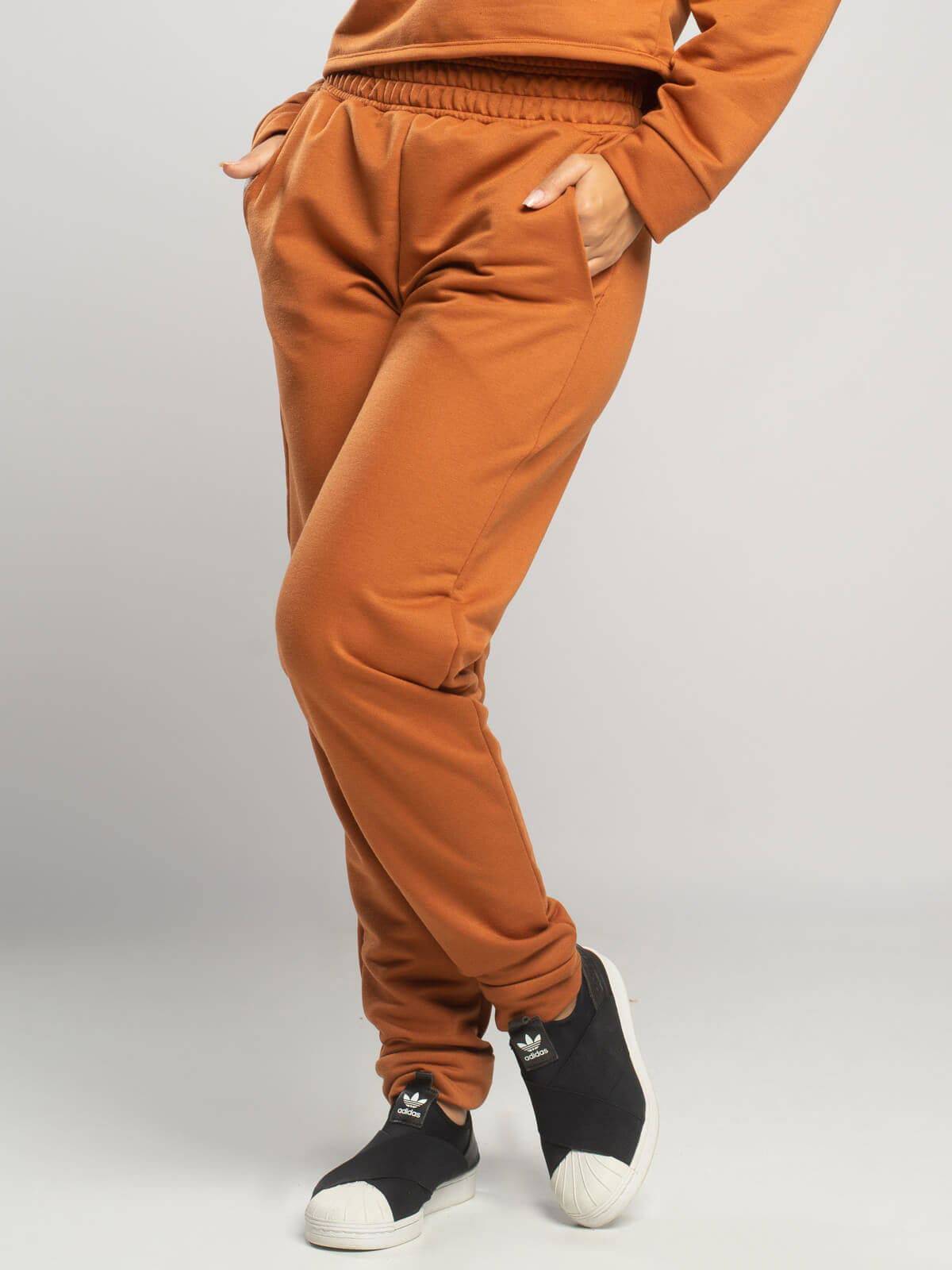 Calça Jogger Moletinho Cintura Média Terracota - Vicbela