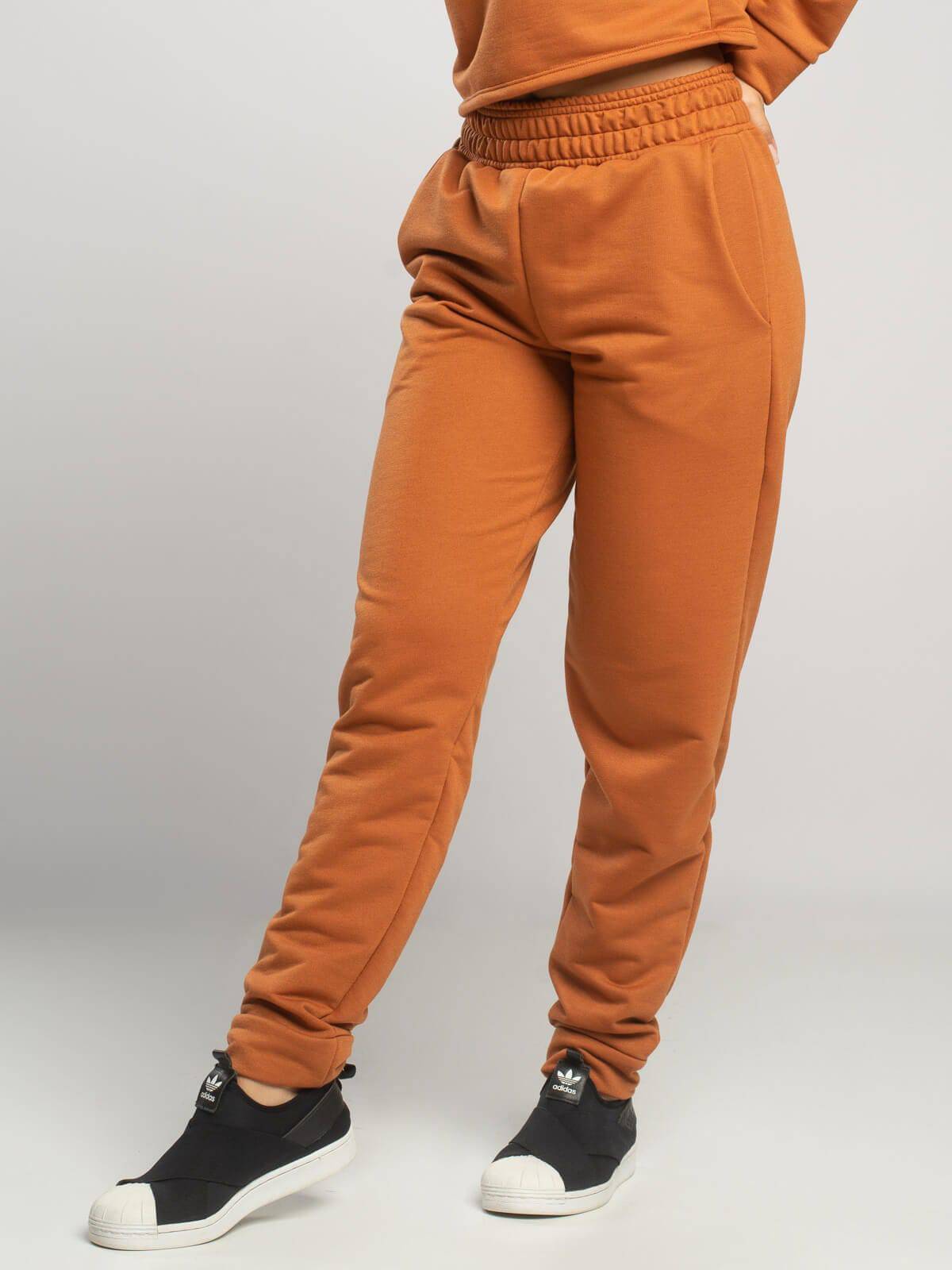 Calça Jogger Moletinho Cintura Média Terracota - Vicbela