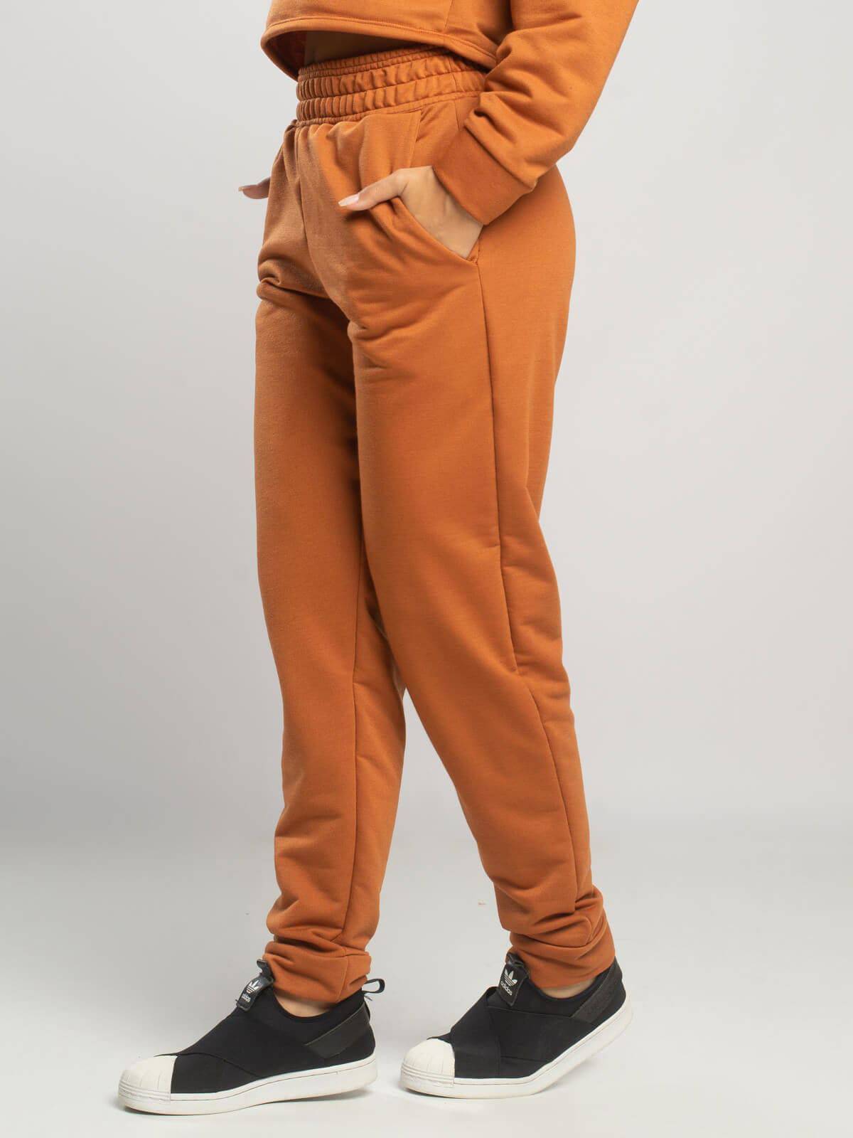 Calça Jogger Moletinho Cintura Média Terracota - Vicbela