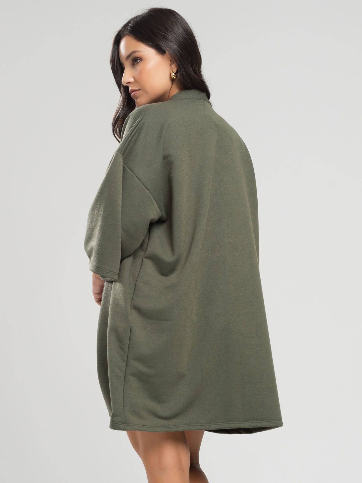Casaco Kimono Over Moletinho Manga Longa Verde - Vicbela
