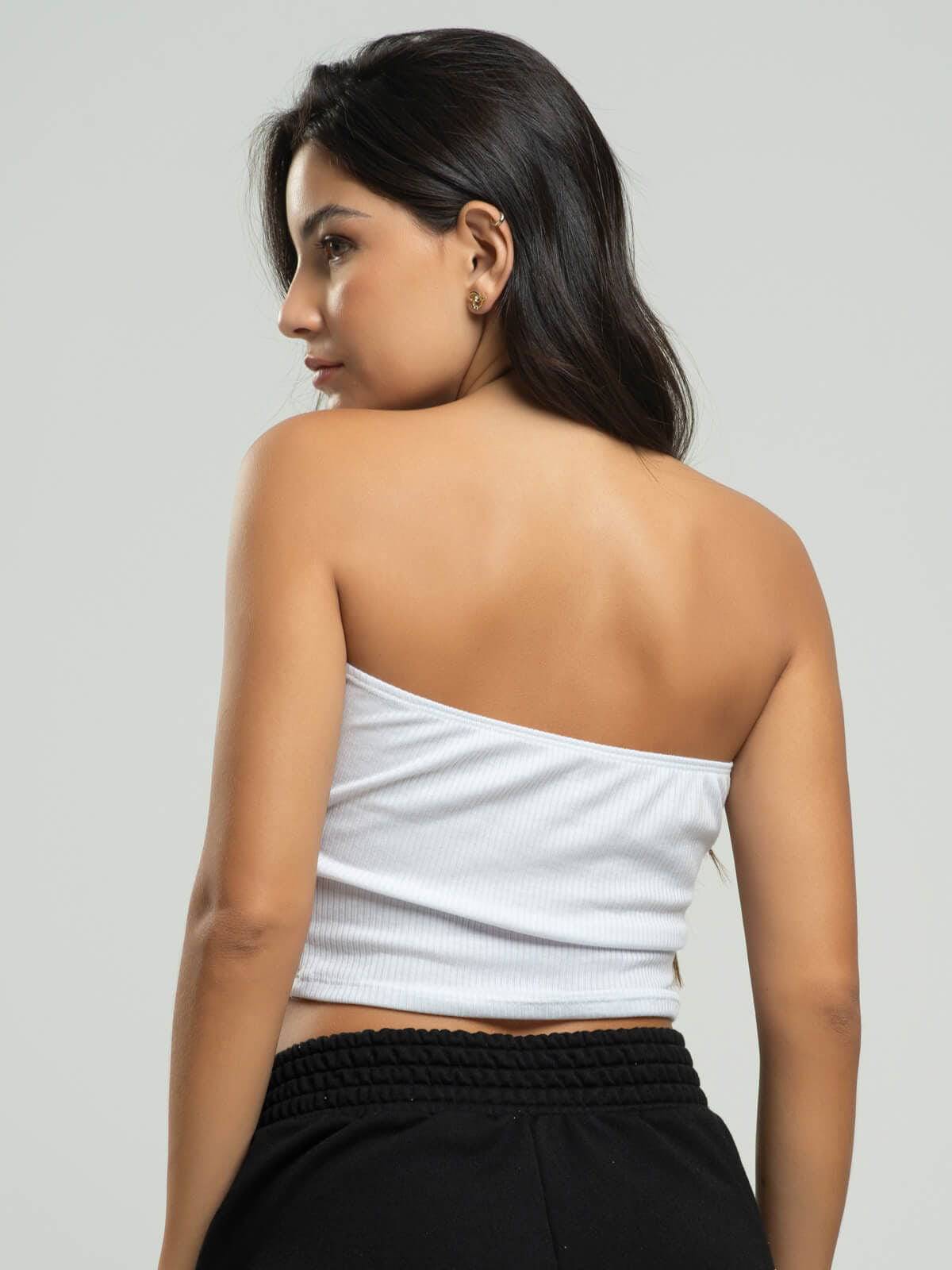 Cropped Canelado Tomara Que Caia Branco - Vicbela