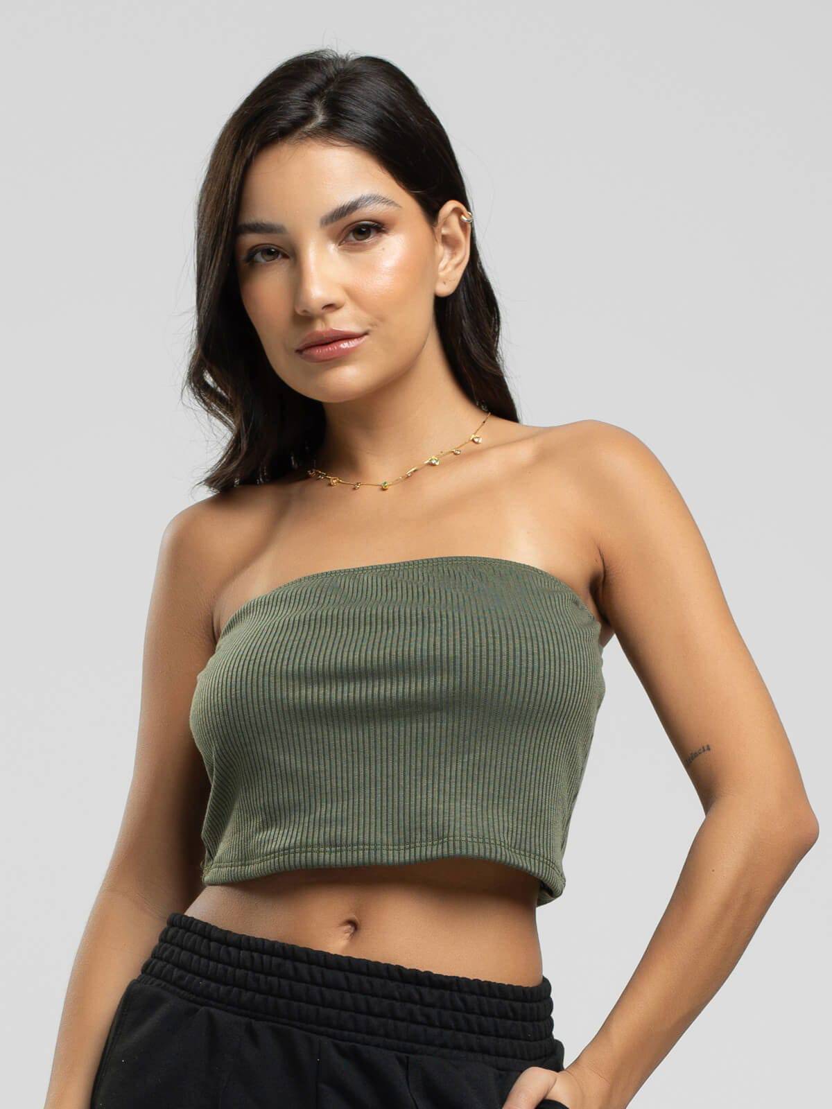 Cropped Canelado Tomara Que Caia Verde - Vicbela
