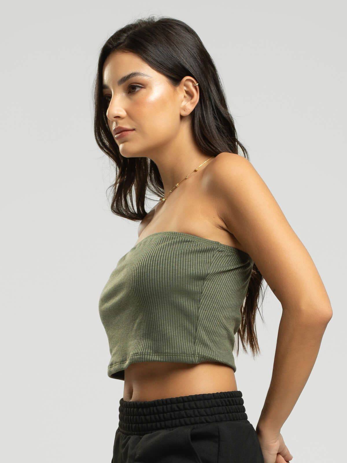 Cropped Canelado Tomara Que Caia Verde - Vicbela
