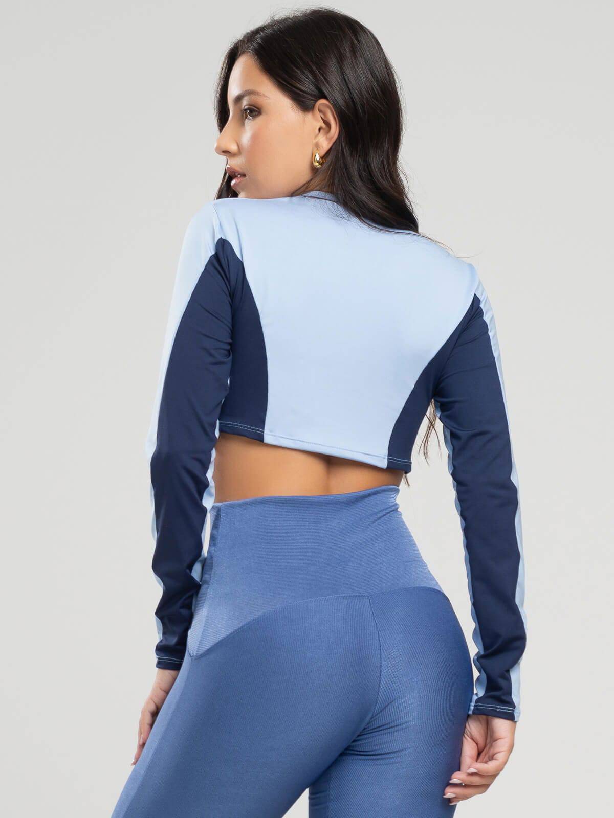 Cropped Proteção UV Faixa nas Costas Azul Claro - Vicbela