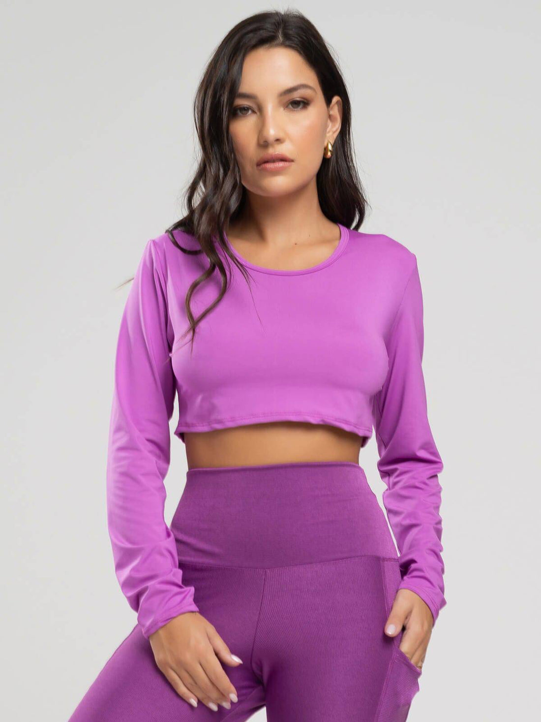 Cropped Proteção UV Liso Roxo - Vicbela