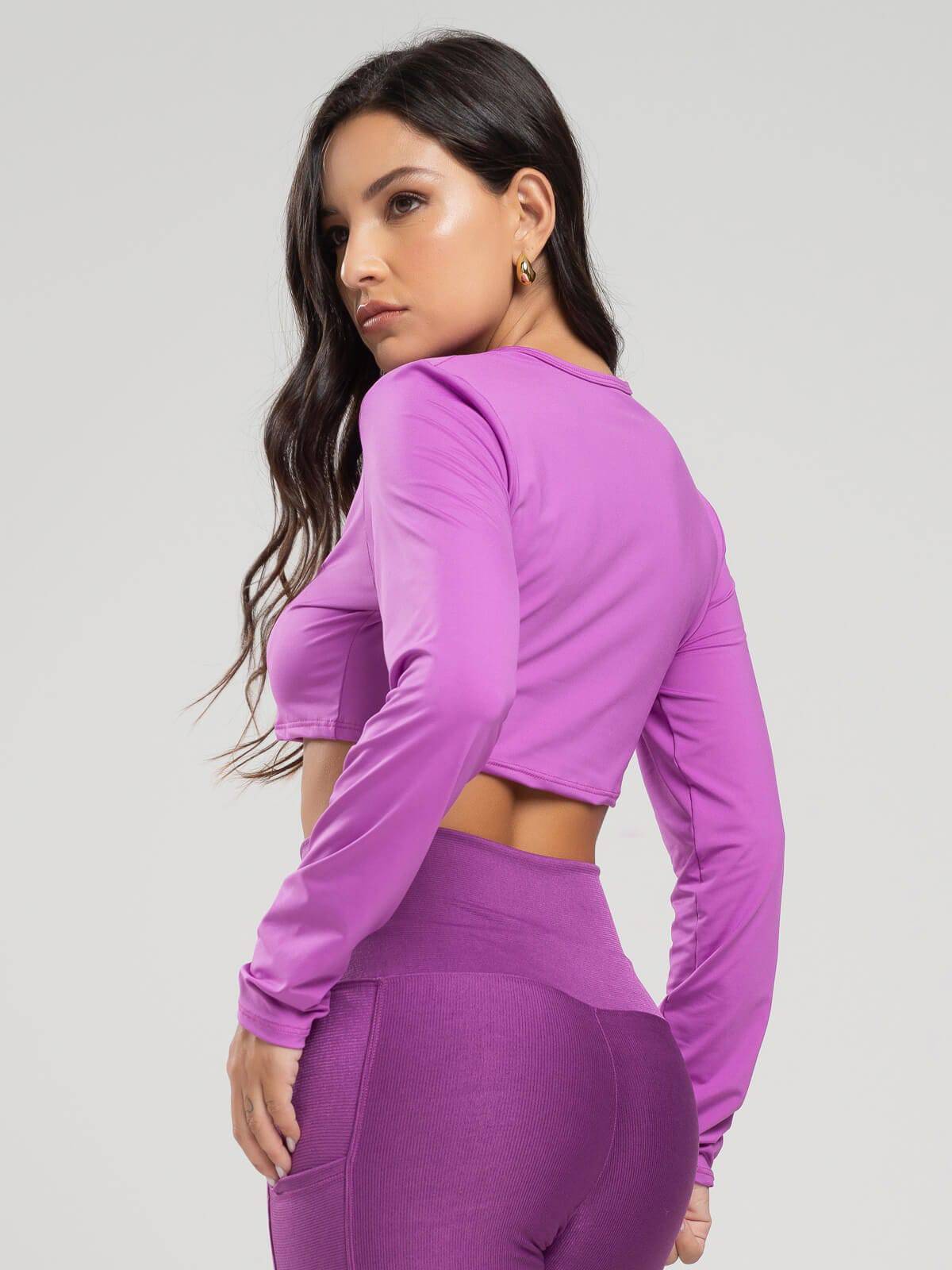 Cropped Proteção UV Liso Roxo - Vicbela