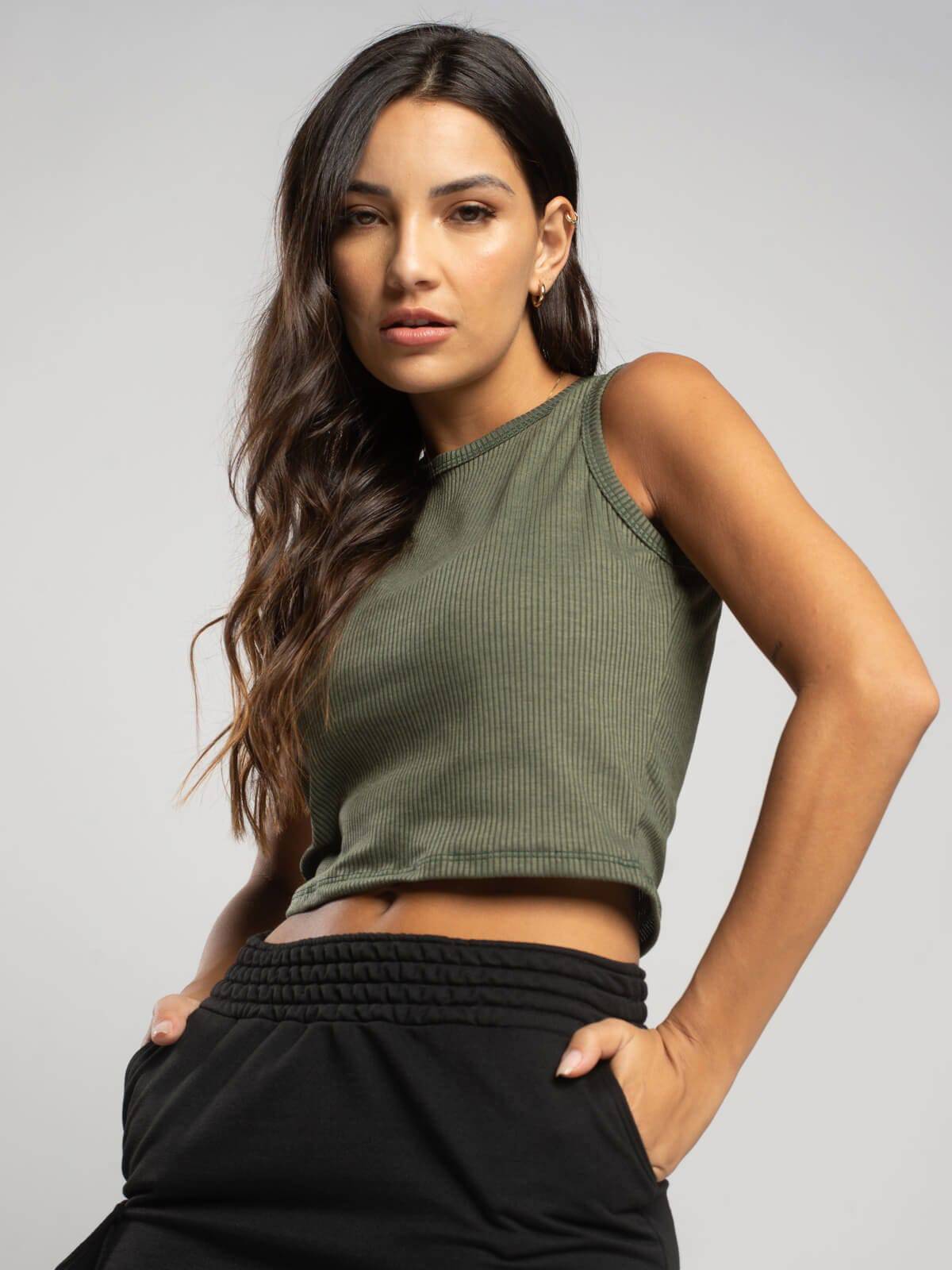 Cropped Regata Canelado Verde - Vicbela