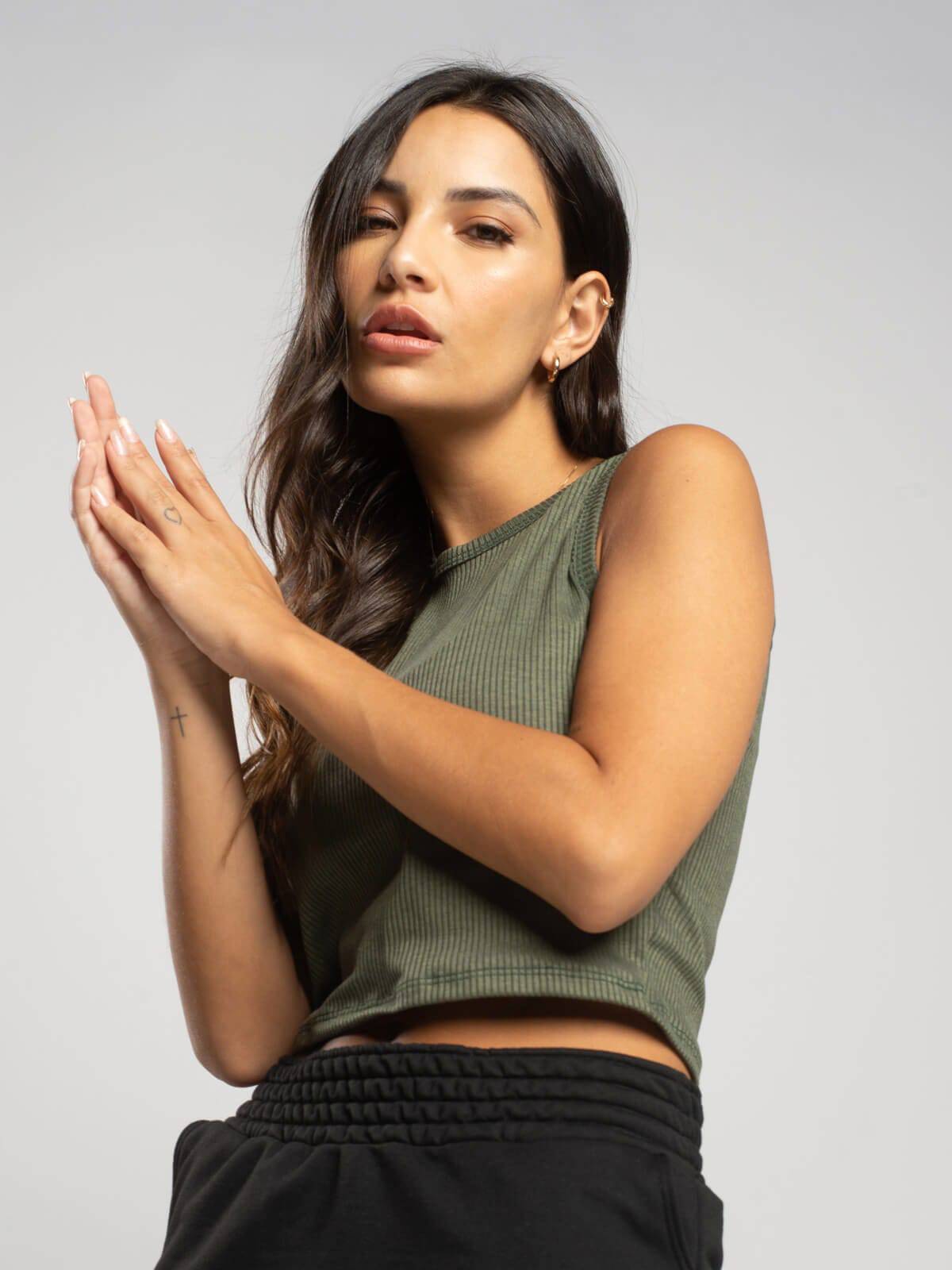 Cropped Regata Canelado Verde - Vicbela