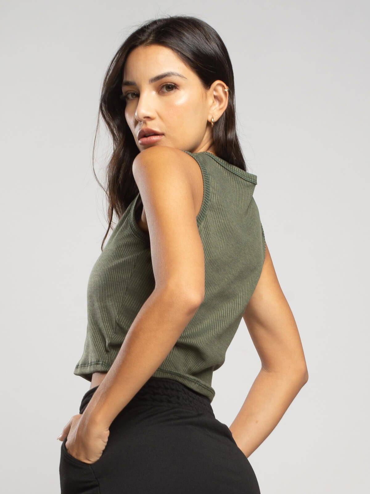 Cropped Regata Canelado Verde - Vicbela