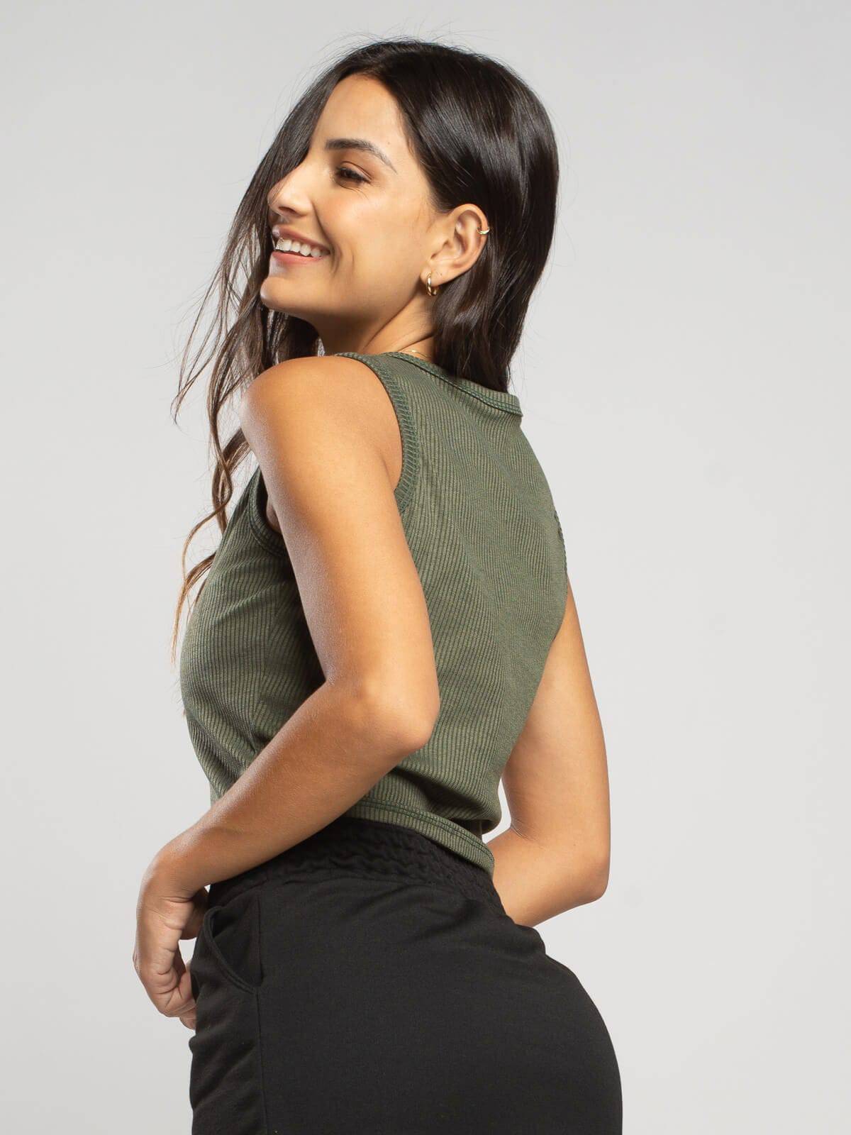 Cropped Regata Canelado Verde - Vicbela