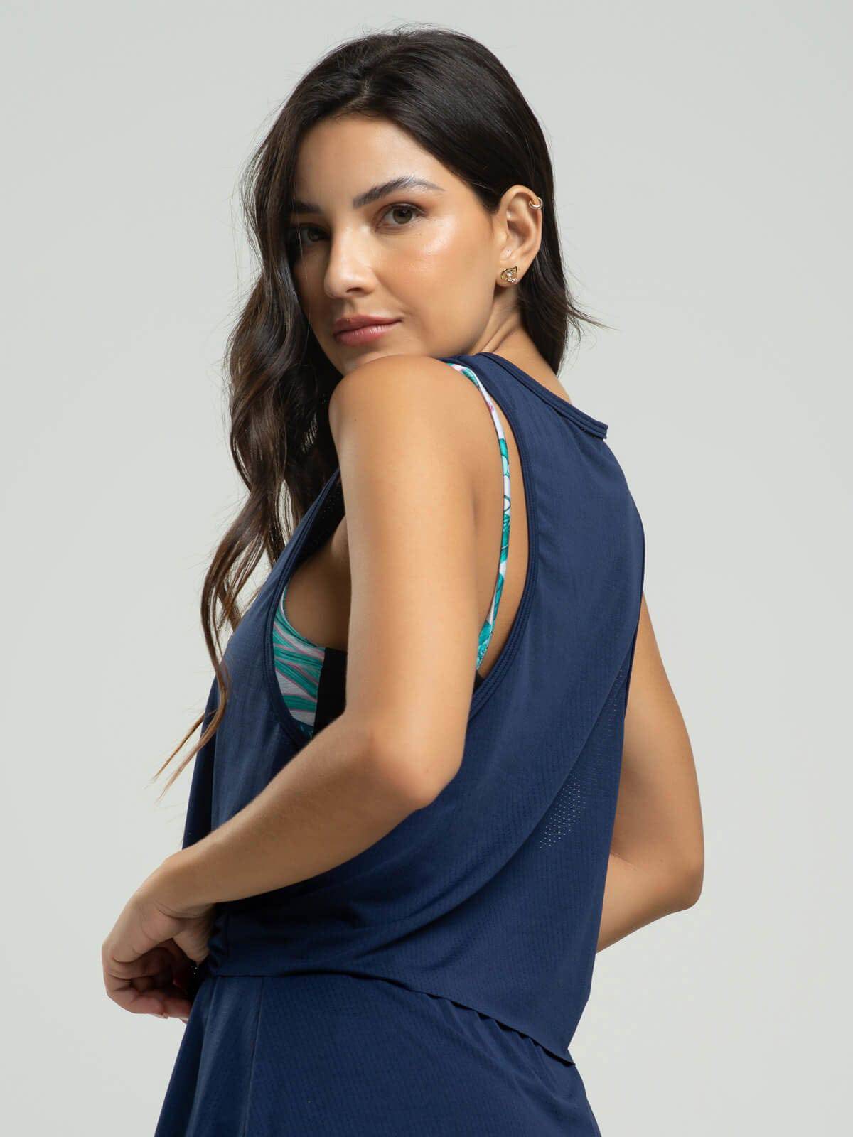 Cropped Regata Fitness Beach Tennis Azul Marinho - Vicbela