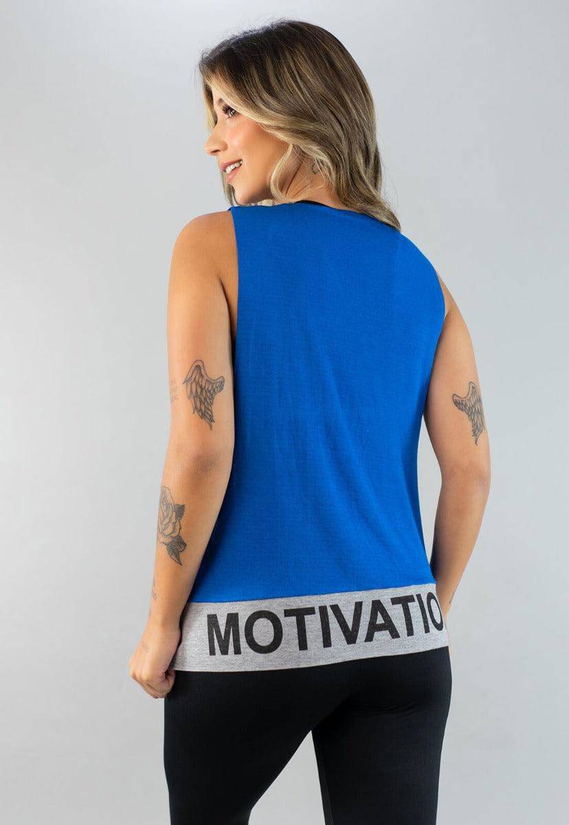 Regata Feminina Fitness Motivation Azul - Vicbela