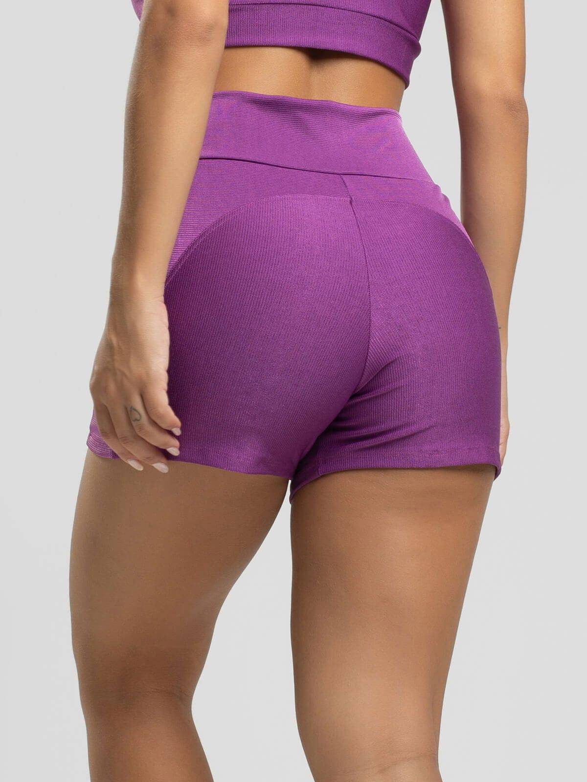 Short Curto Fitness Recortes Suplex Wonder Roxo - Vicbela