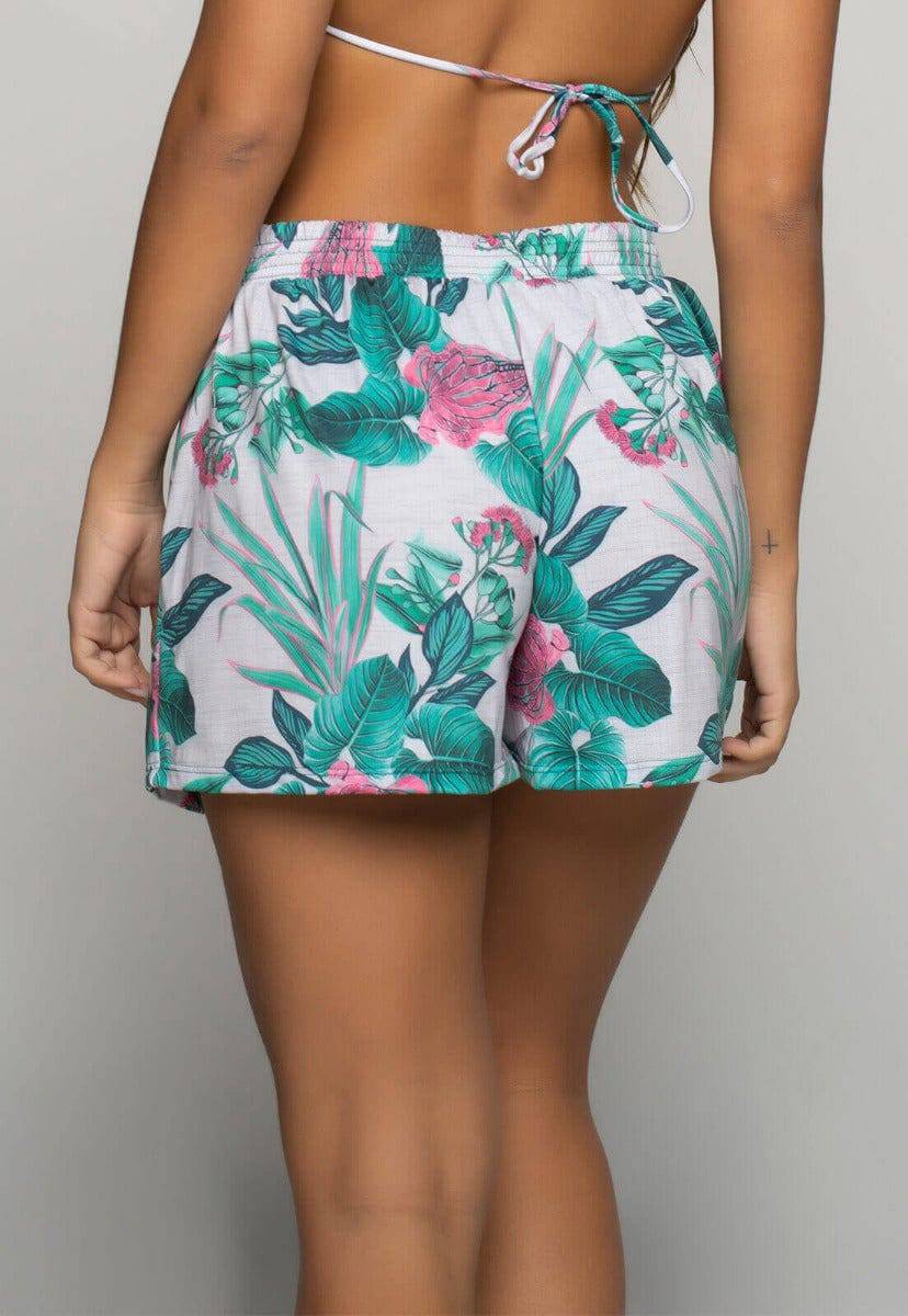 Short Curto Proteção UV Estampado Verde - Vicbela