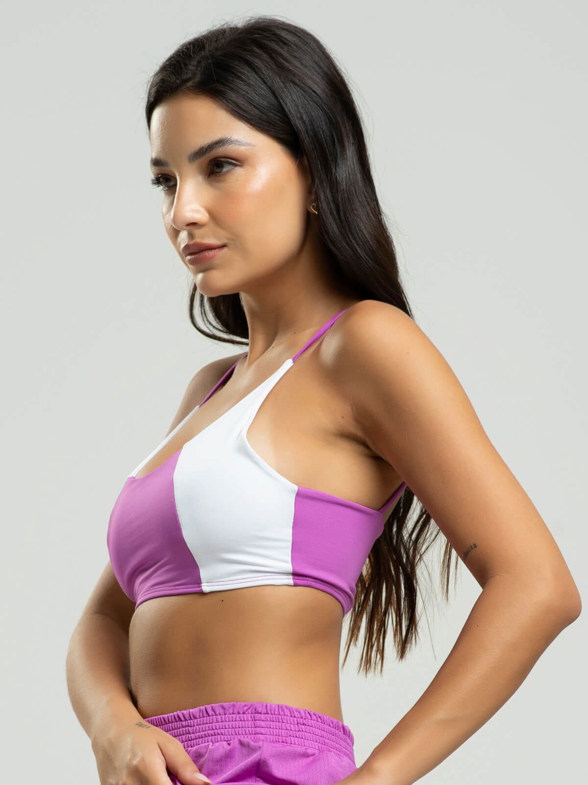 Top Alcinha Fitness Tecido Proteção Uv 50+ Roxo - Vicbela