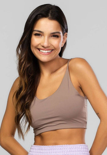 Top Alcinha Microfibra Castanho - Vicbela