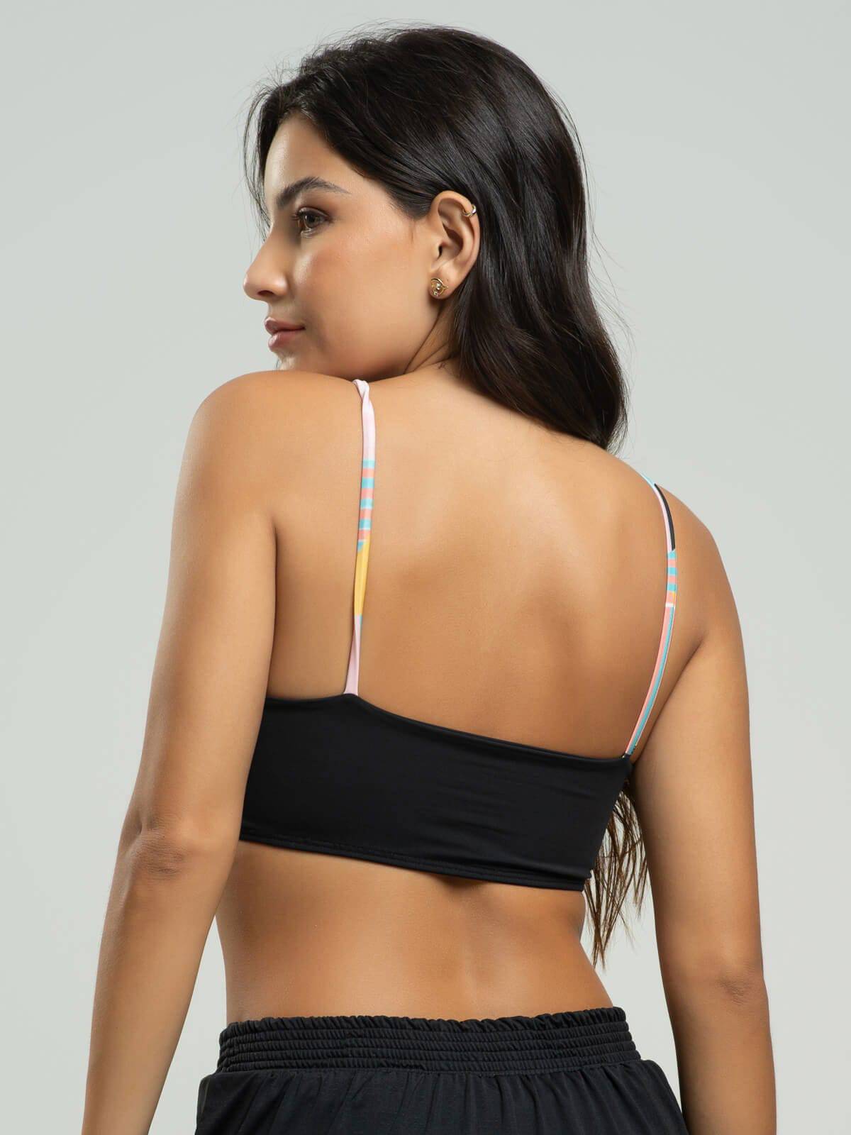 Top Estampado Alcinha Fitness Tecido Proteção Uv 50+ Amarelo - Vicbela
