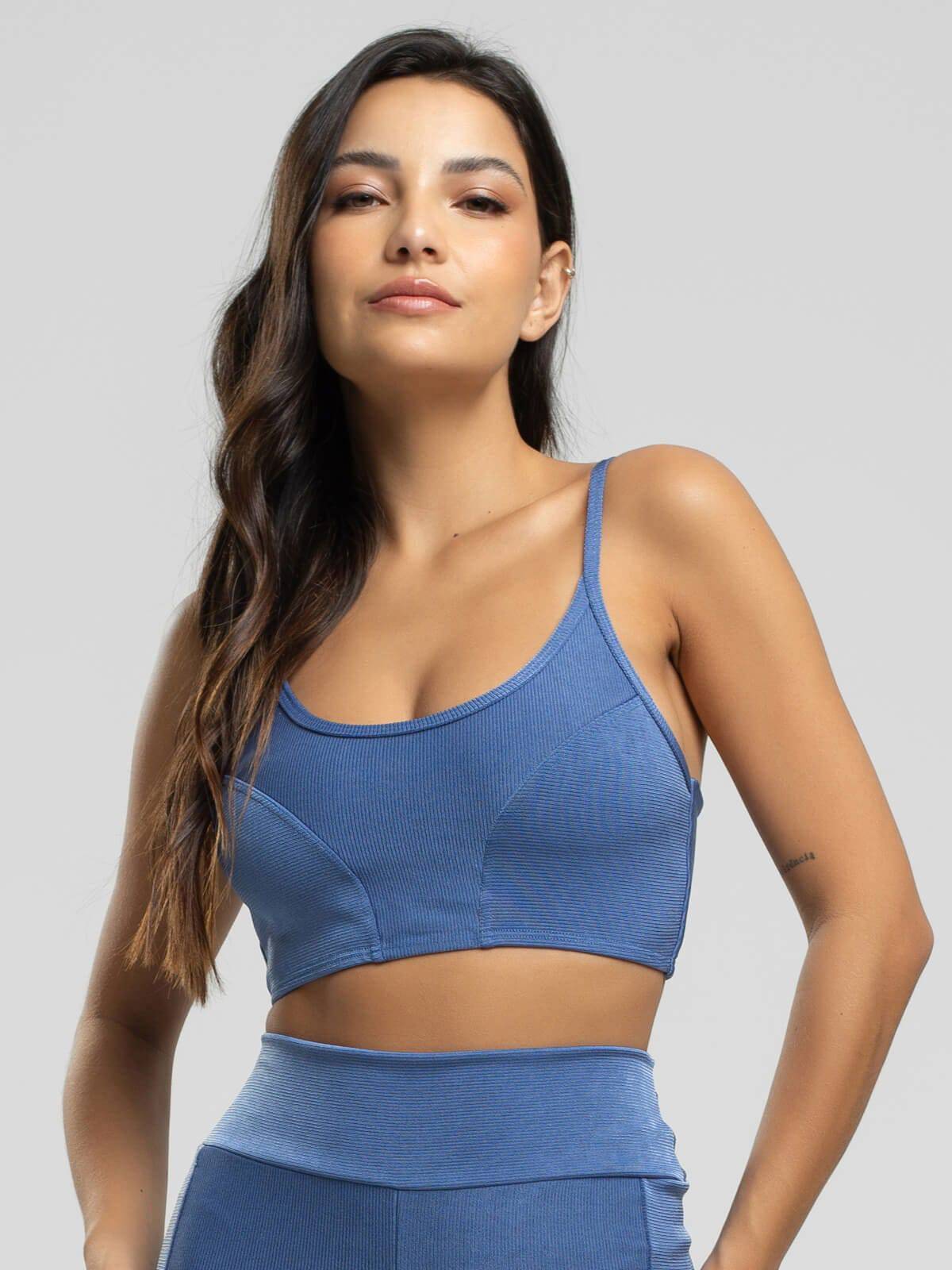 Top Fitness Alcinha Suplex Wonder Azul - Vicbela