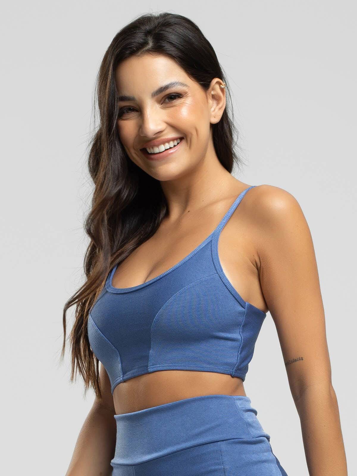 Top Fitness Alcinha Suplex Wonder Azul - Vicbela