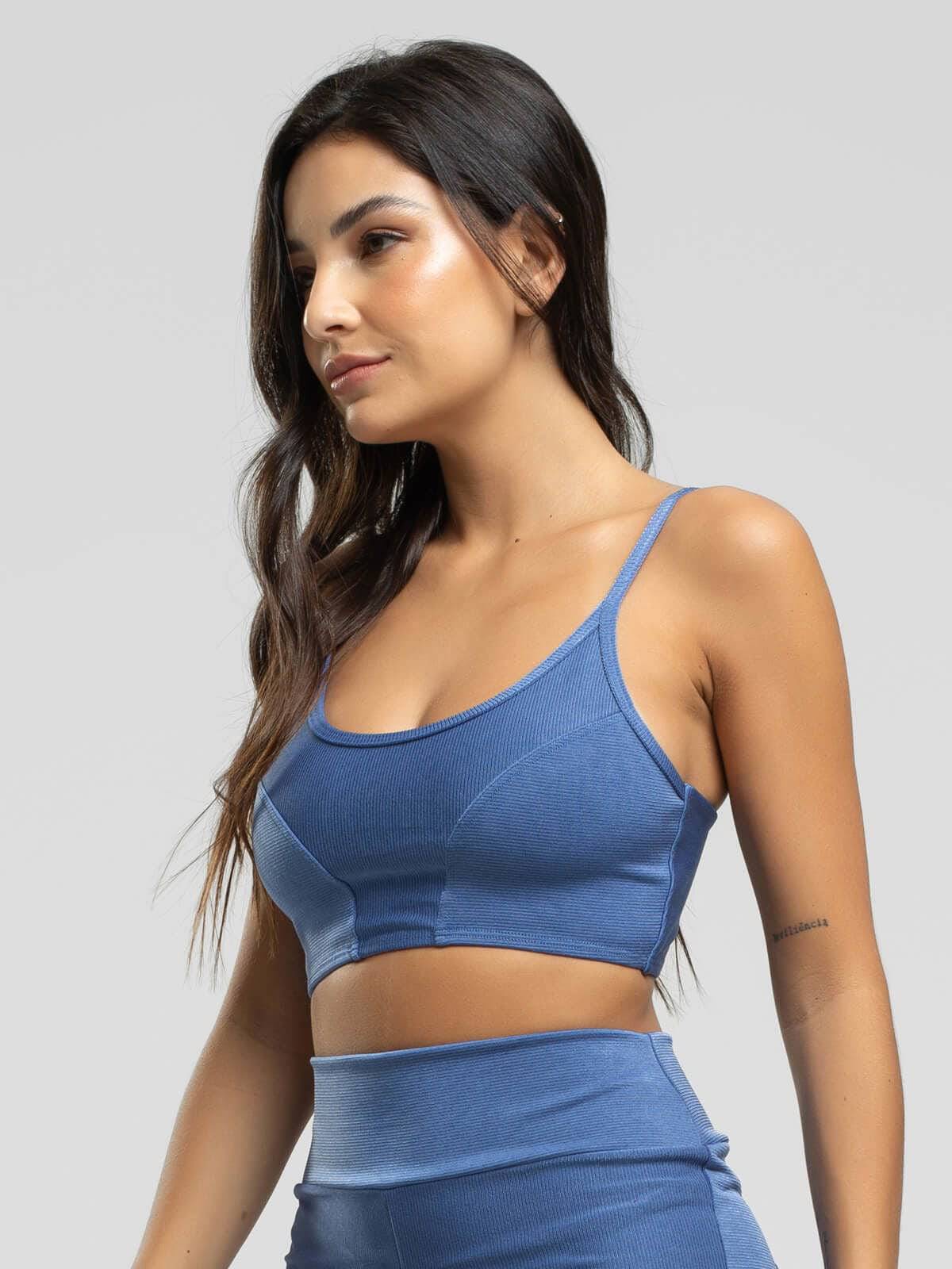 Top Fitness Alcinha Suplex Wonder Azul - Vicbela