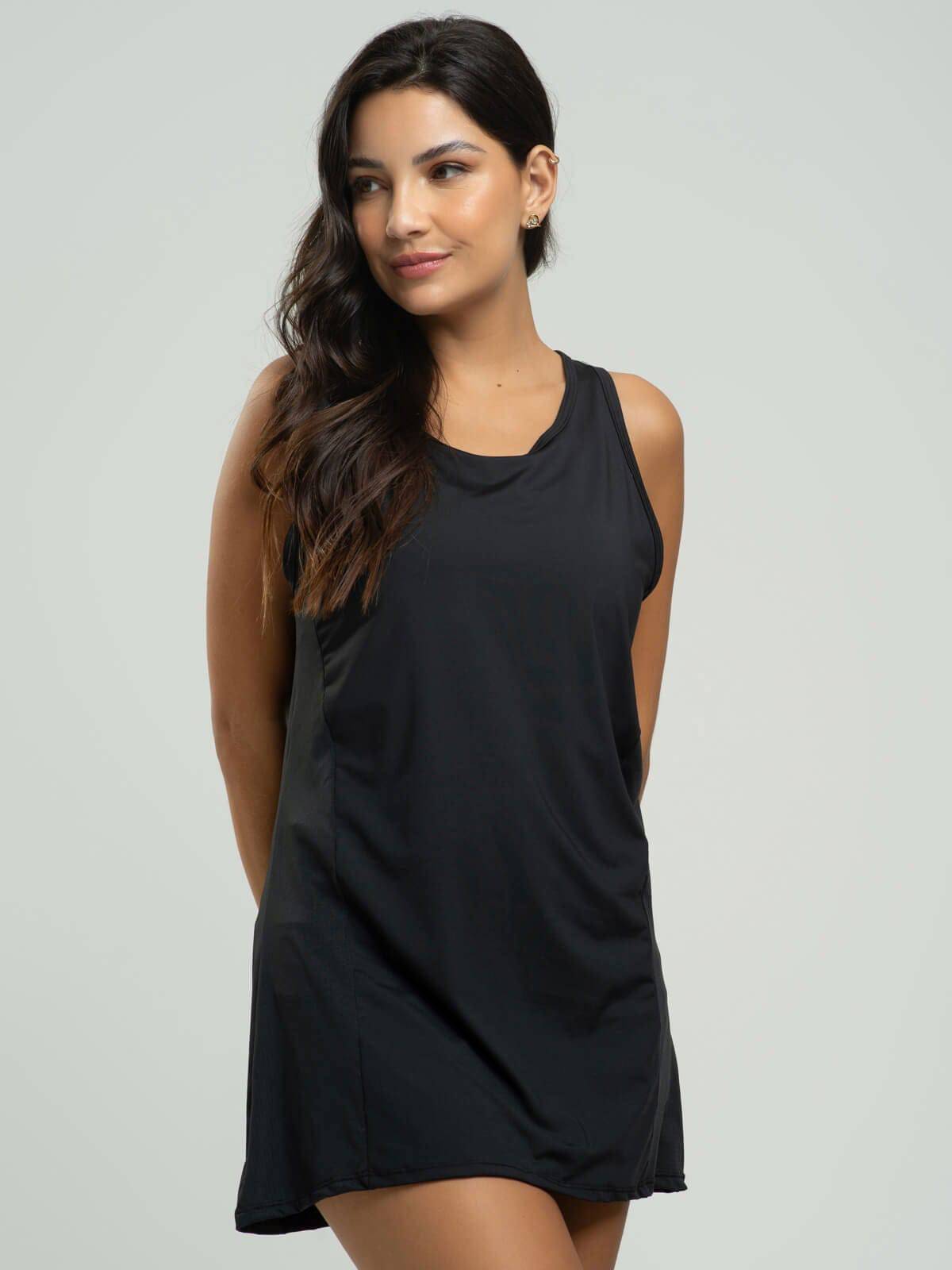 Vestido Regata Beach Tennis Preto - Vicbela