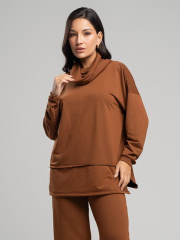 Casaco Oversize Golão Moletinho Marrom