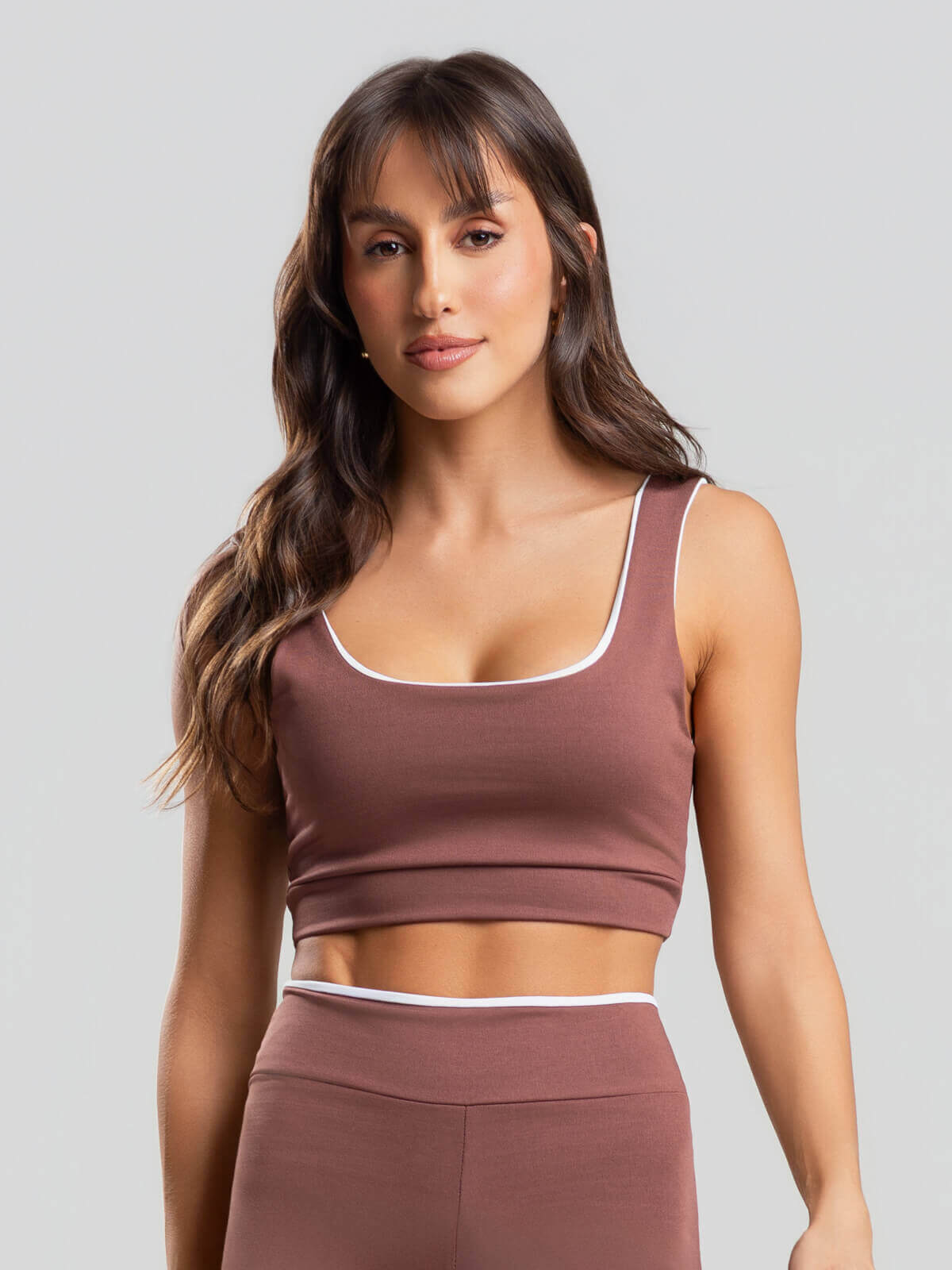 Top Regata Bicolor Suplex Marrom - Vicbela