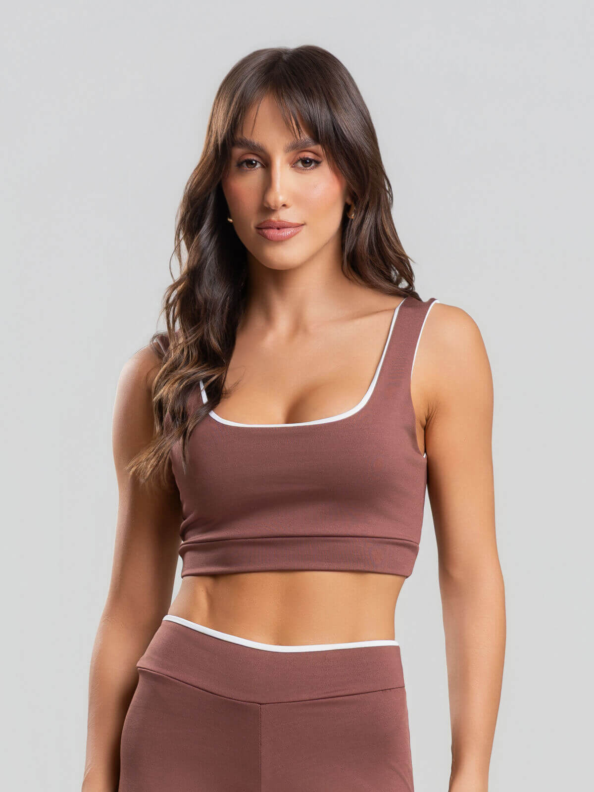 Top Regata Bicolor Suplex Marrom - Vicbela