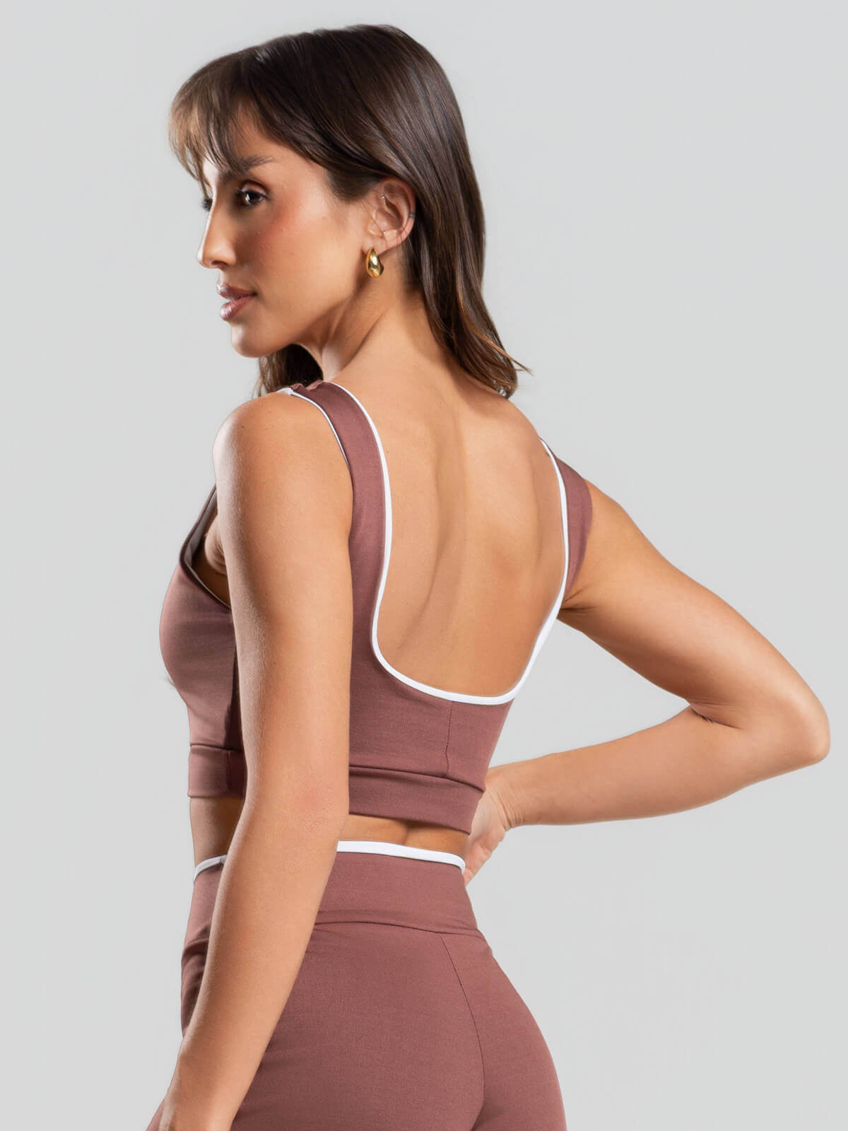 Top Regata Bicolor Suplex Marrom - Vicbela