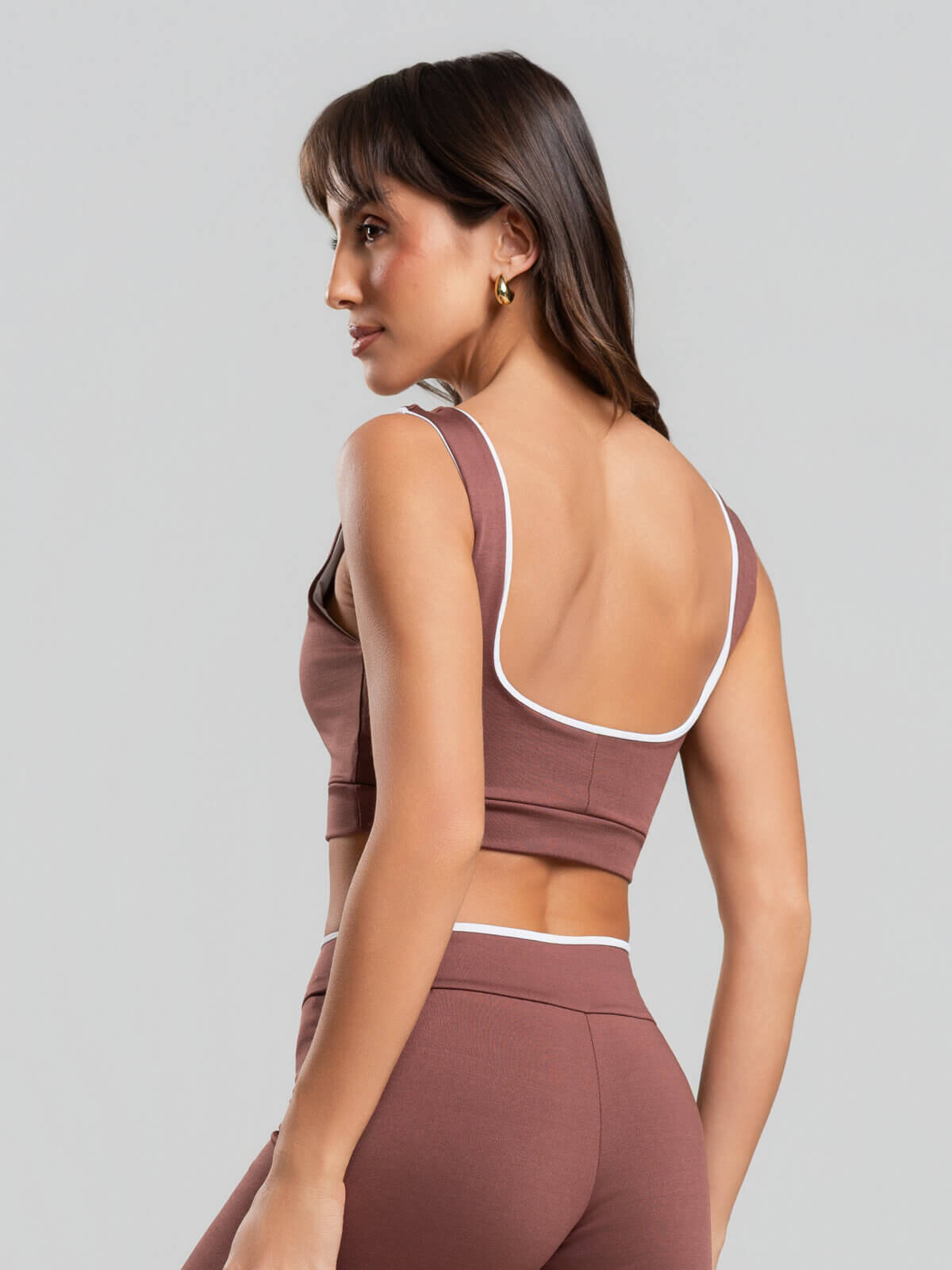 Top Regata Bicolor Suplex Marrom - Vicbela