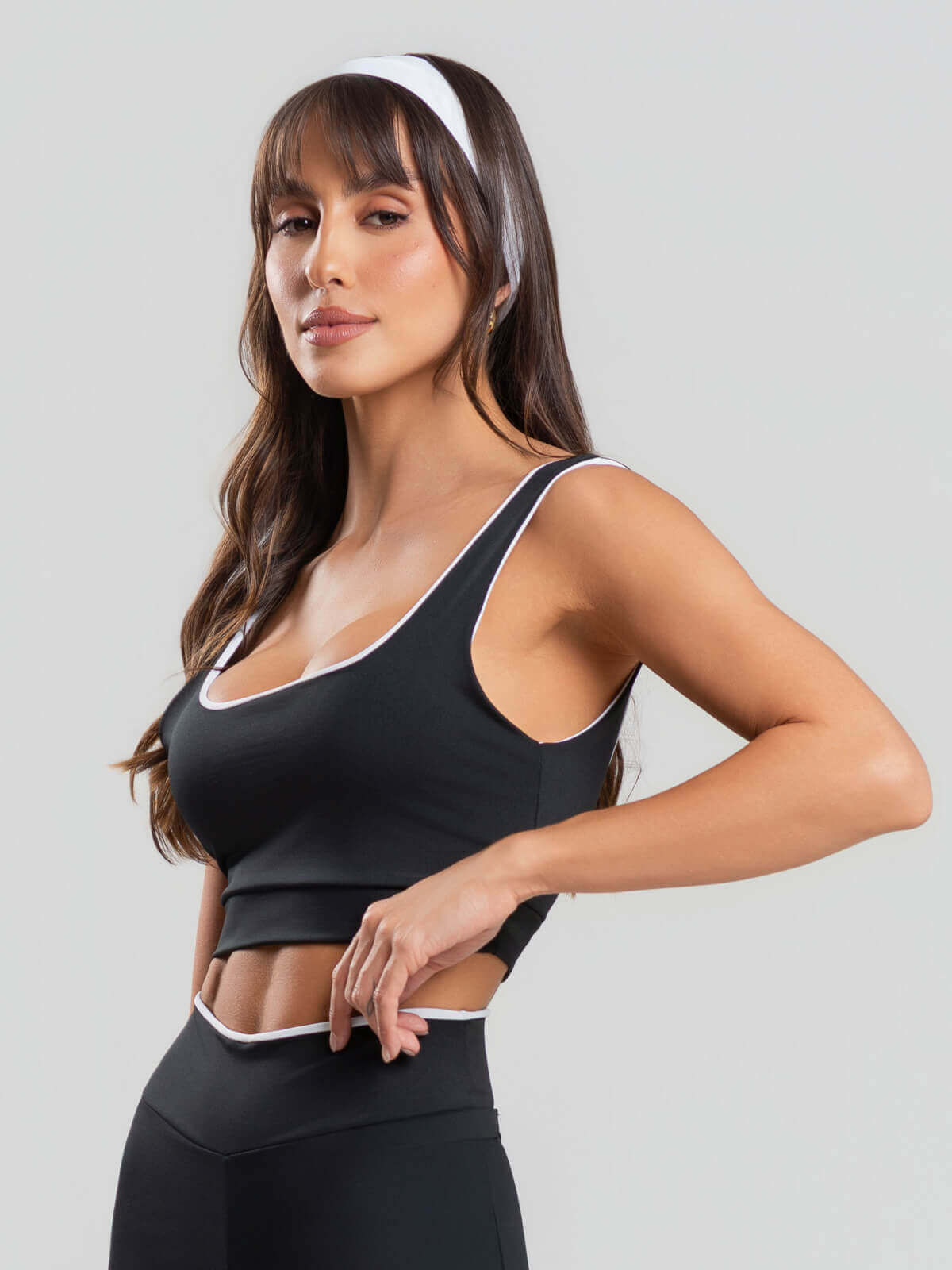 Top Regata Bicolor Suplex Preto - Vicbela