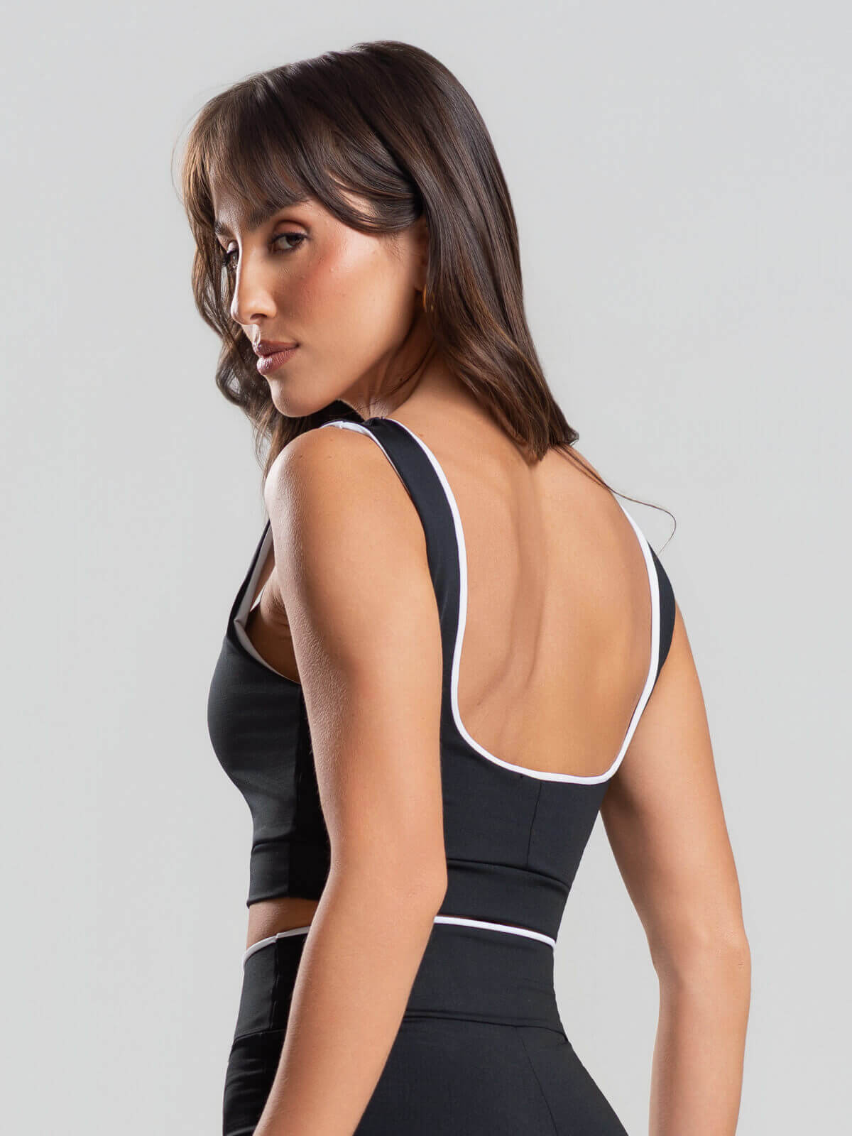 Top Regata Bicolor Suplex Preto - Vicbela