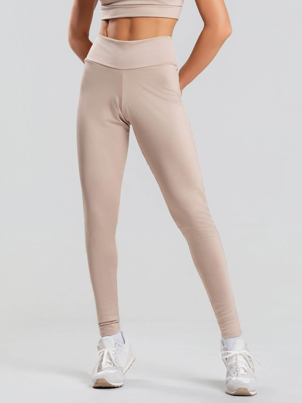 Calça Legging Cintura Alta Suplex Bege - Vicbela