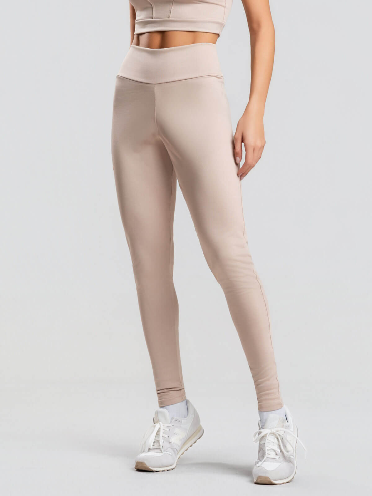 Calça Legging Cintura Alta Suplex Bege - Vicbela