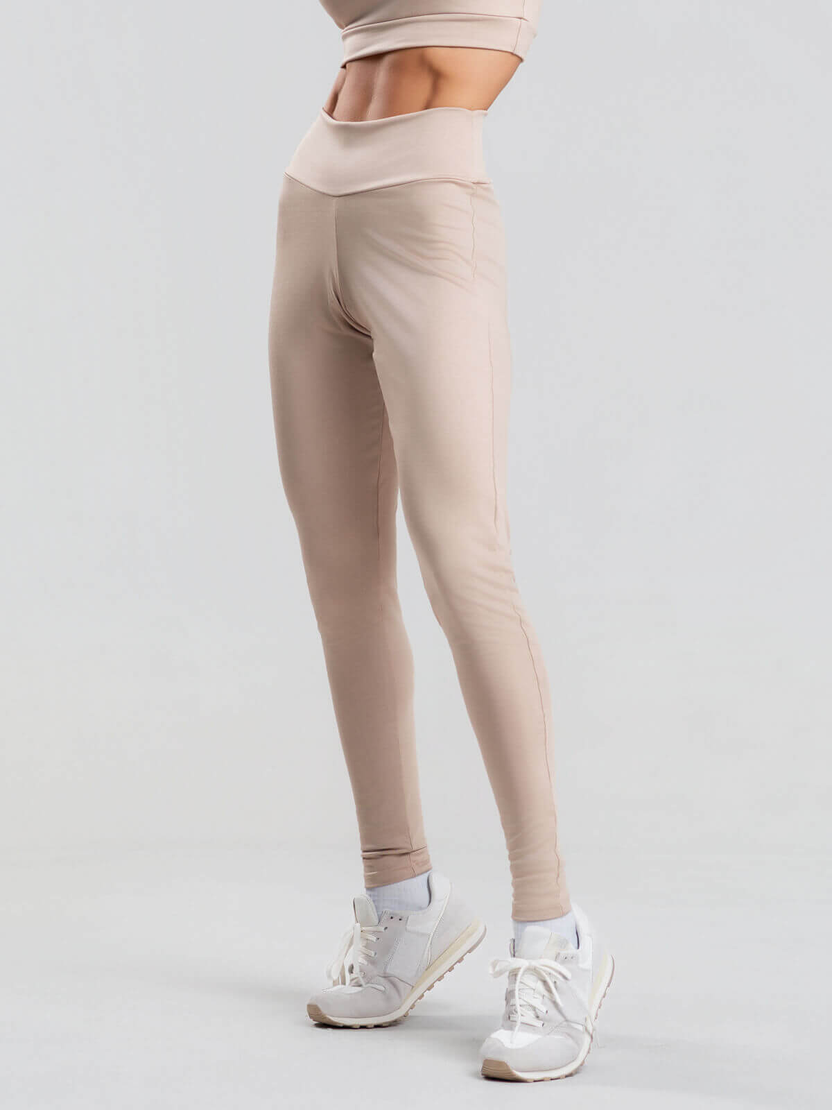 Calça Legging Cintura Alta Suplex Bege - Vicbela