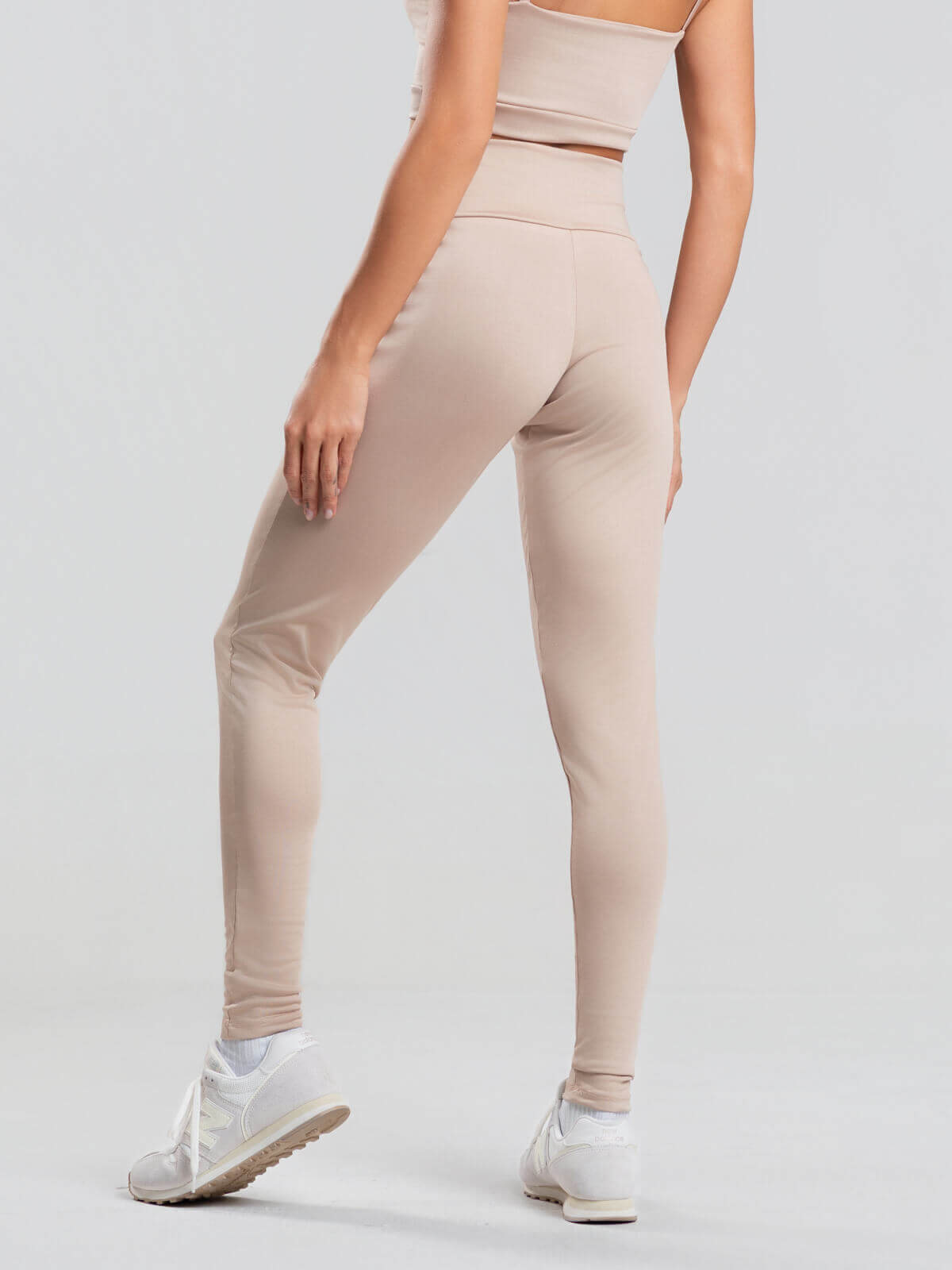 Calça Legging Cintura Alta Suplex Bege - Vicbela